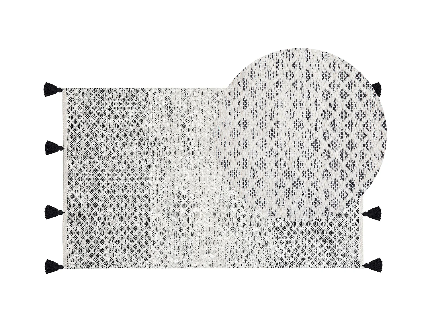 Hochwertiger Teppich Farbverlauf Ombre schwarz/weiß handgefertigt 80x150 cm
