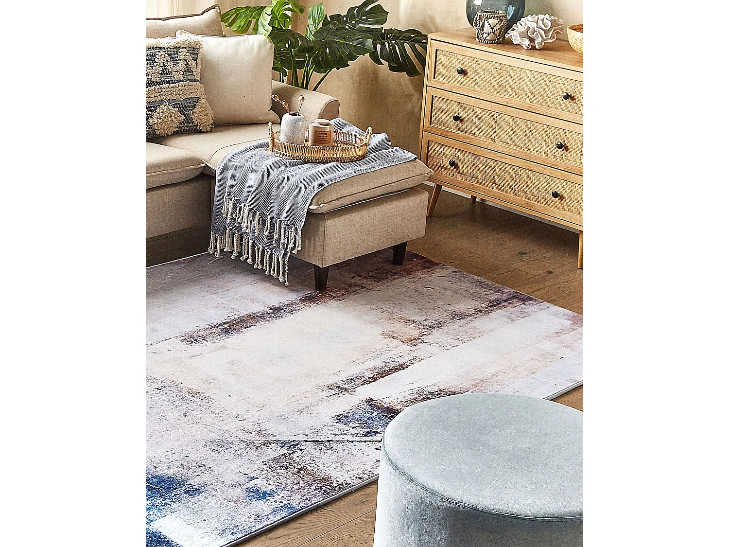 Teppich beige 140 x 200 cm Kurzflor TRABZON