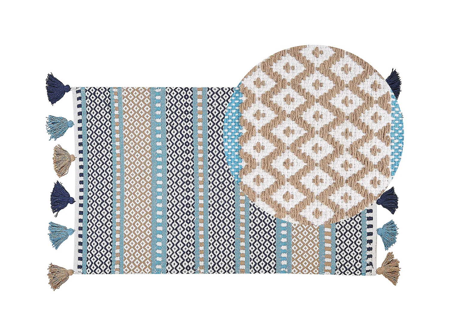 Tapis bleu/beige à motifs 80 x 150 MARMARA