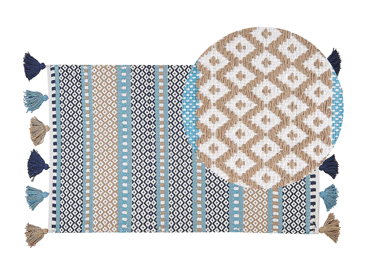 Tapis bleu/beige à motifs 80 x 150 MARMARA