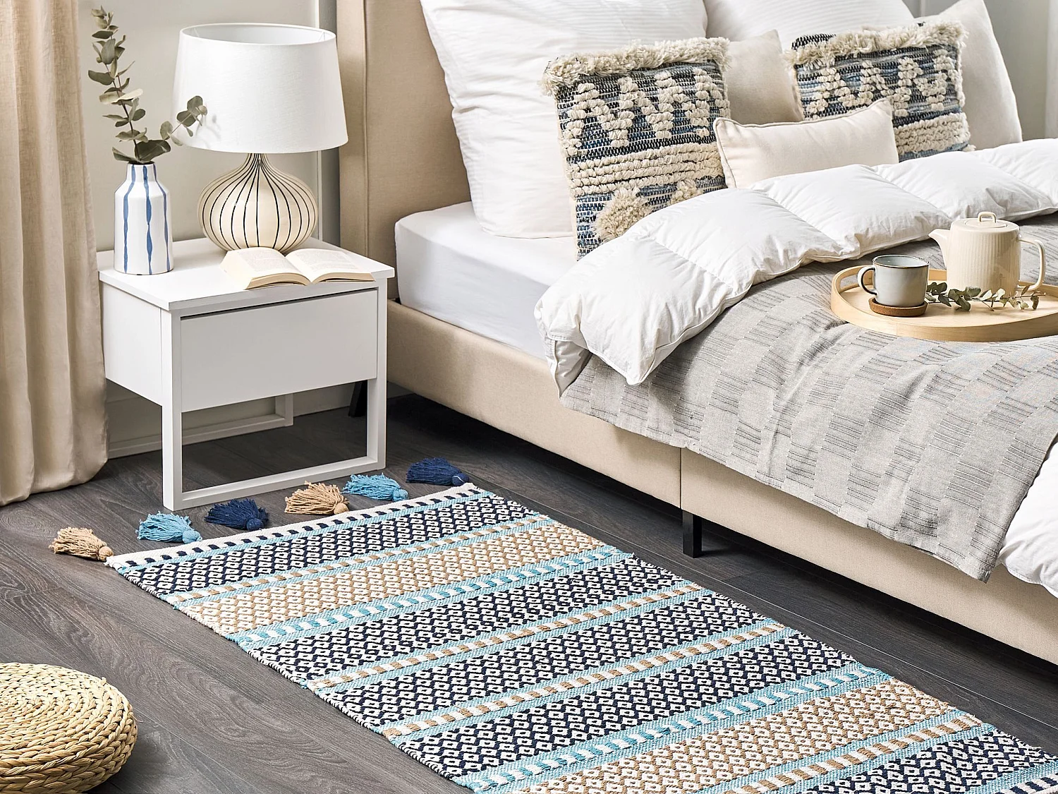 Tapis bleu/beige à motifs 80 x 150 MARMARA