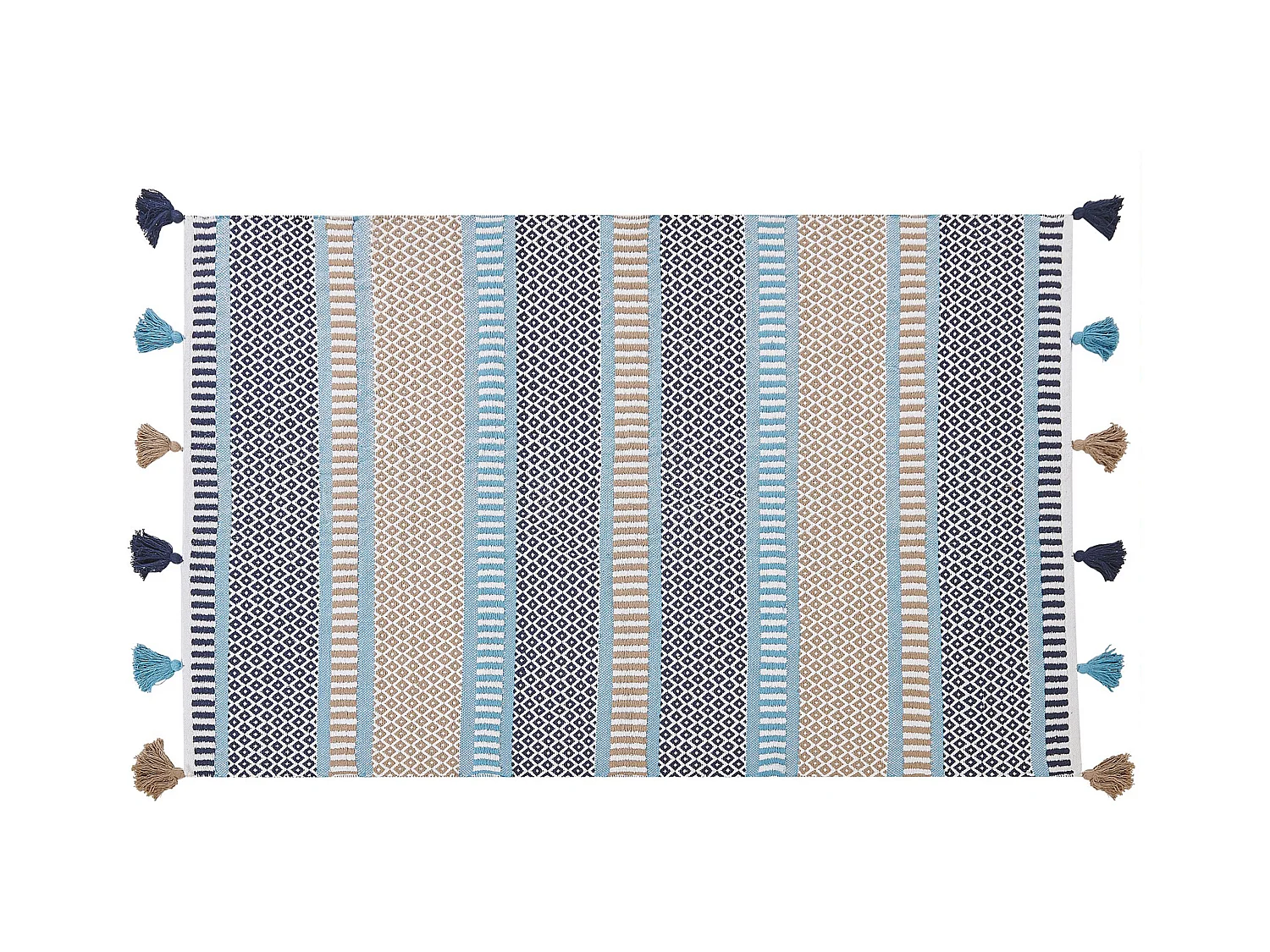 Vloerkleed katoen blauw/geel 140 x 200 cm MARMARA