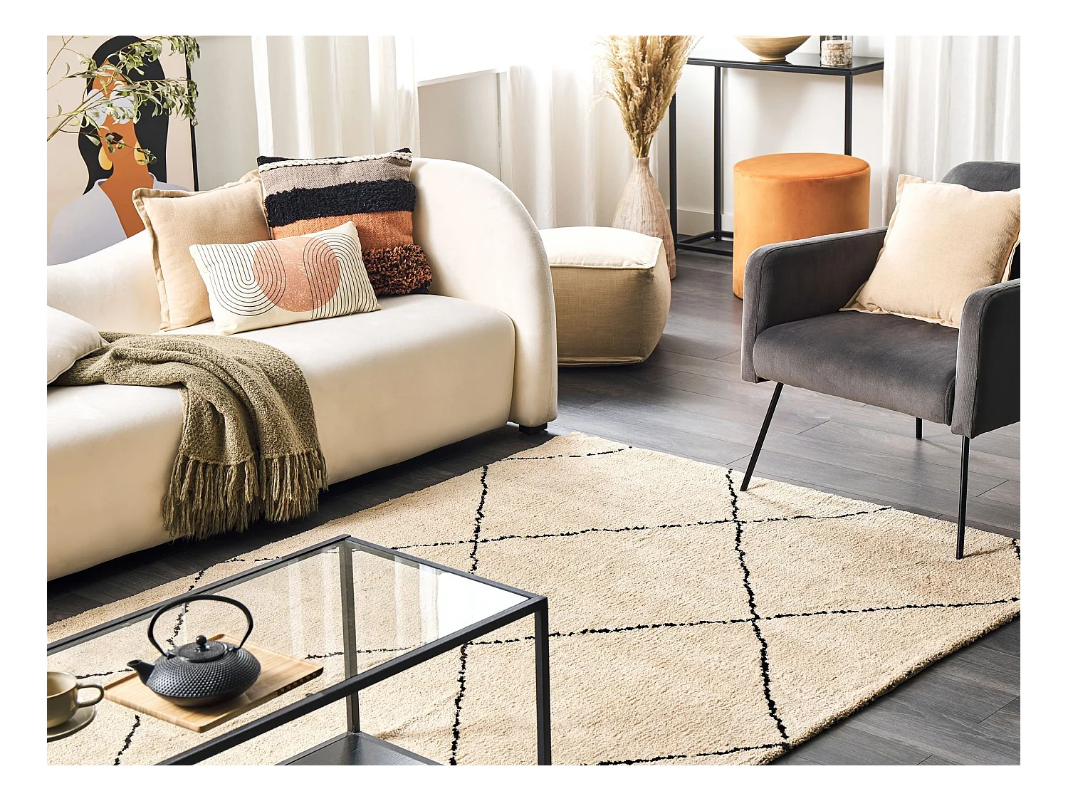 Vloerkleed beige/zwart 200 x 200 cm MUTKI