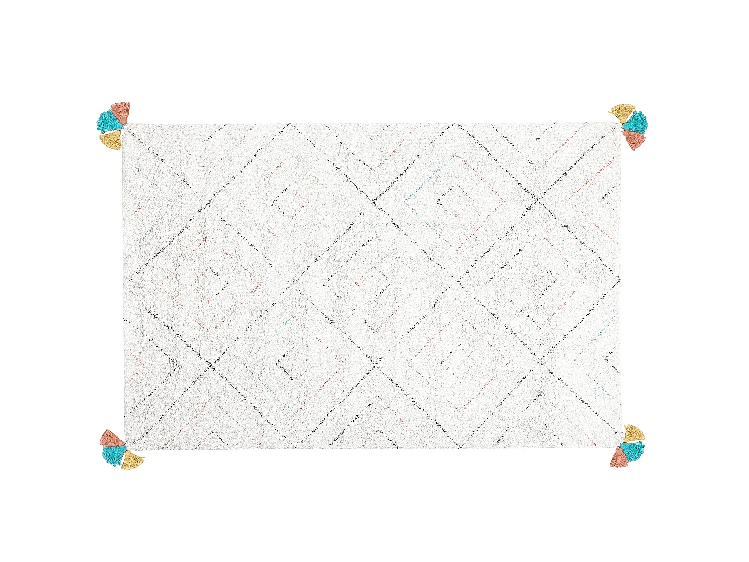 Teppich Baumwolle weiss 140 x 200 cm geometrisches Muster Shaggy KARTAL