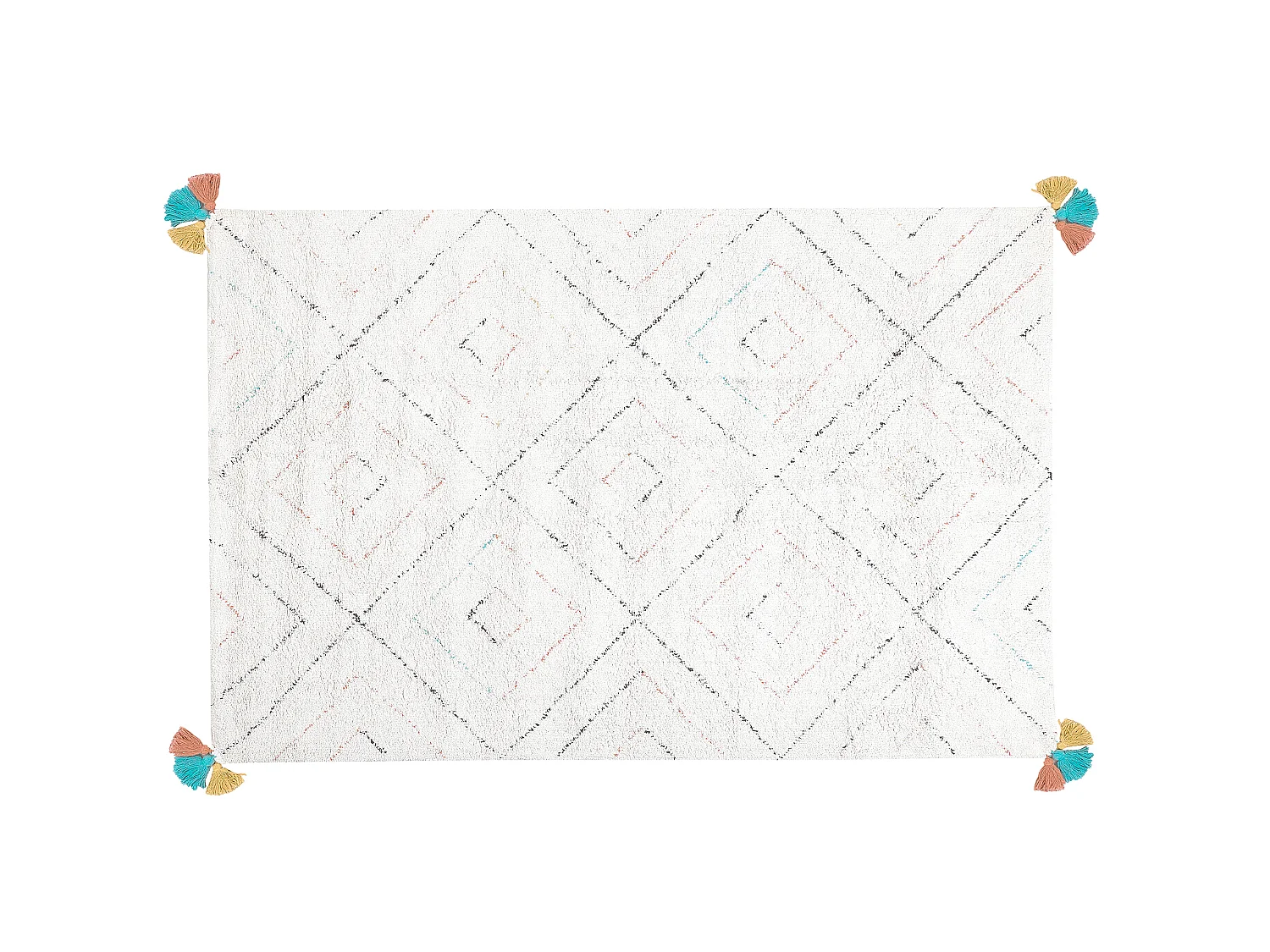 Teppich Baumwolle weiss 140 x 200 cm geometrisches Muster Shaggy KARTAL