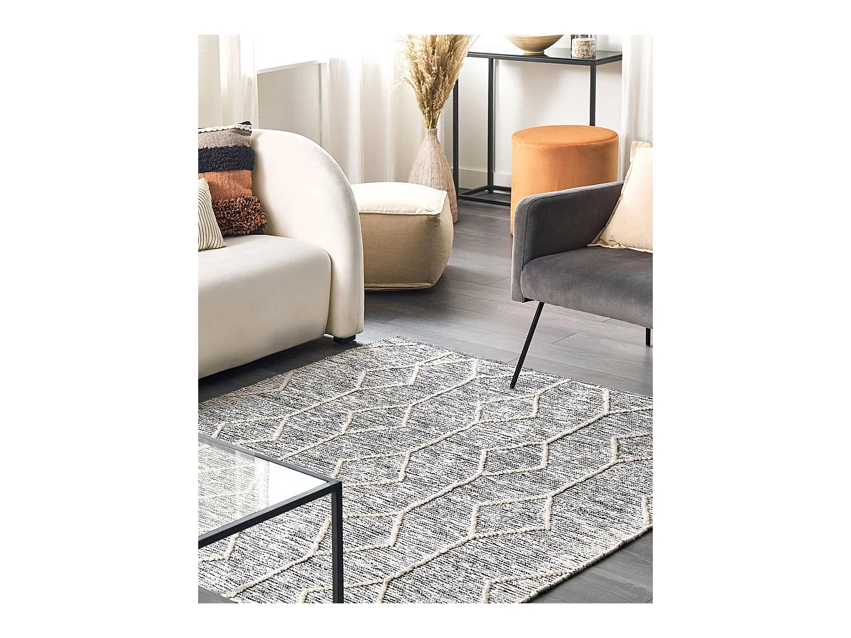 Vloerkleed katoen grijs 140 x 200 cm EDREMIT