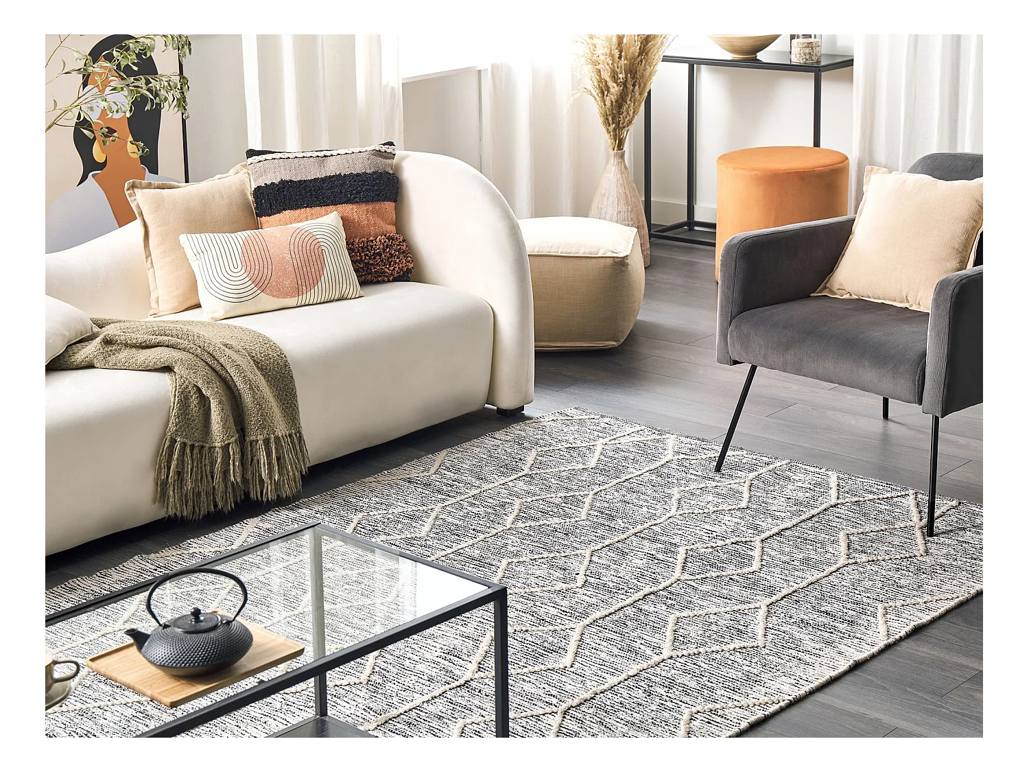 Tapis EDREMIT Gris 140 x 200 cm Coton