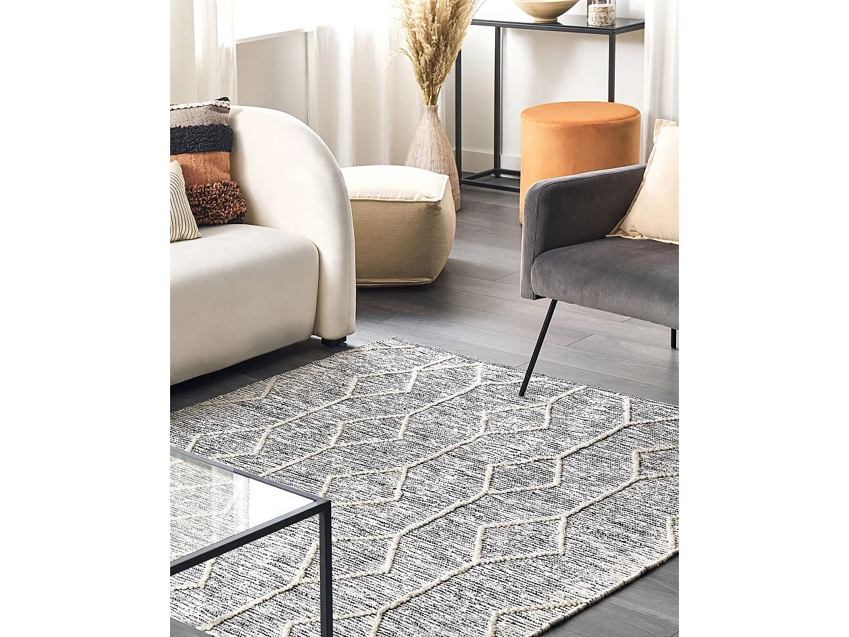 Alfombra de lana/algodón gris/beige 140 x 200 cm EDREMIT