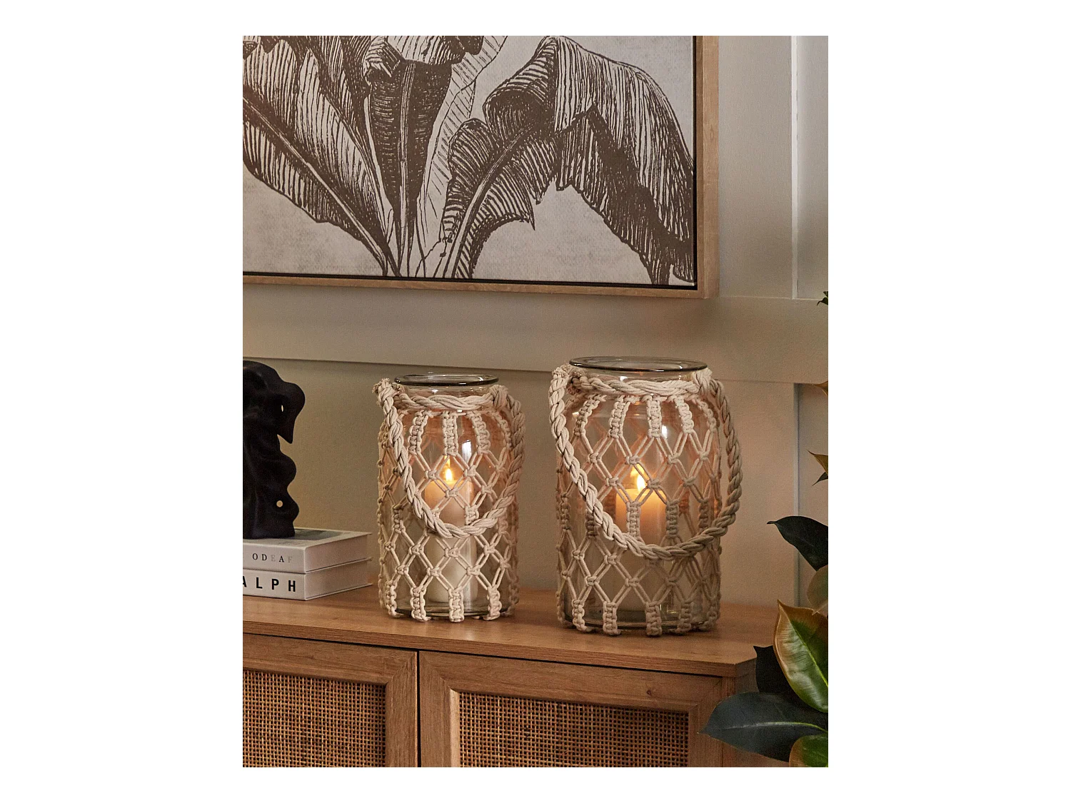 Lanterne JALEBI Tissu 28 cm Blanc cassé