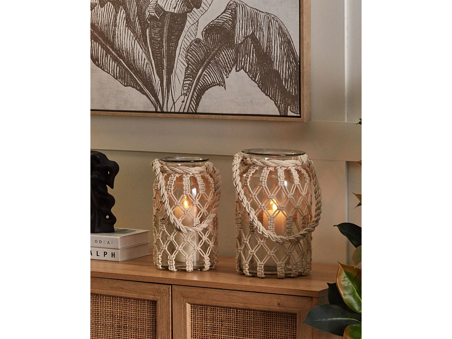 Lantaarn JALEBI Stof 28 cm Gebroken wit