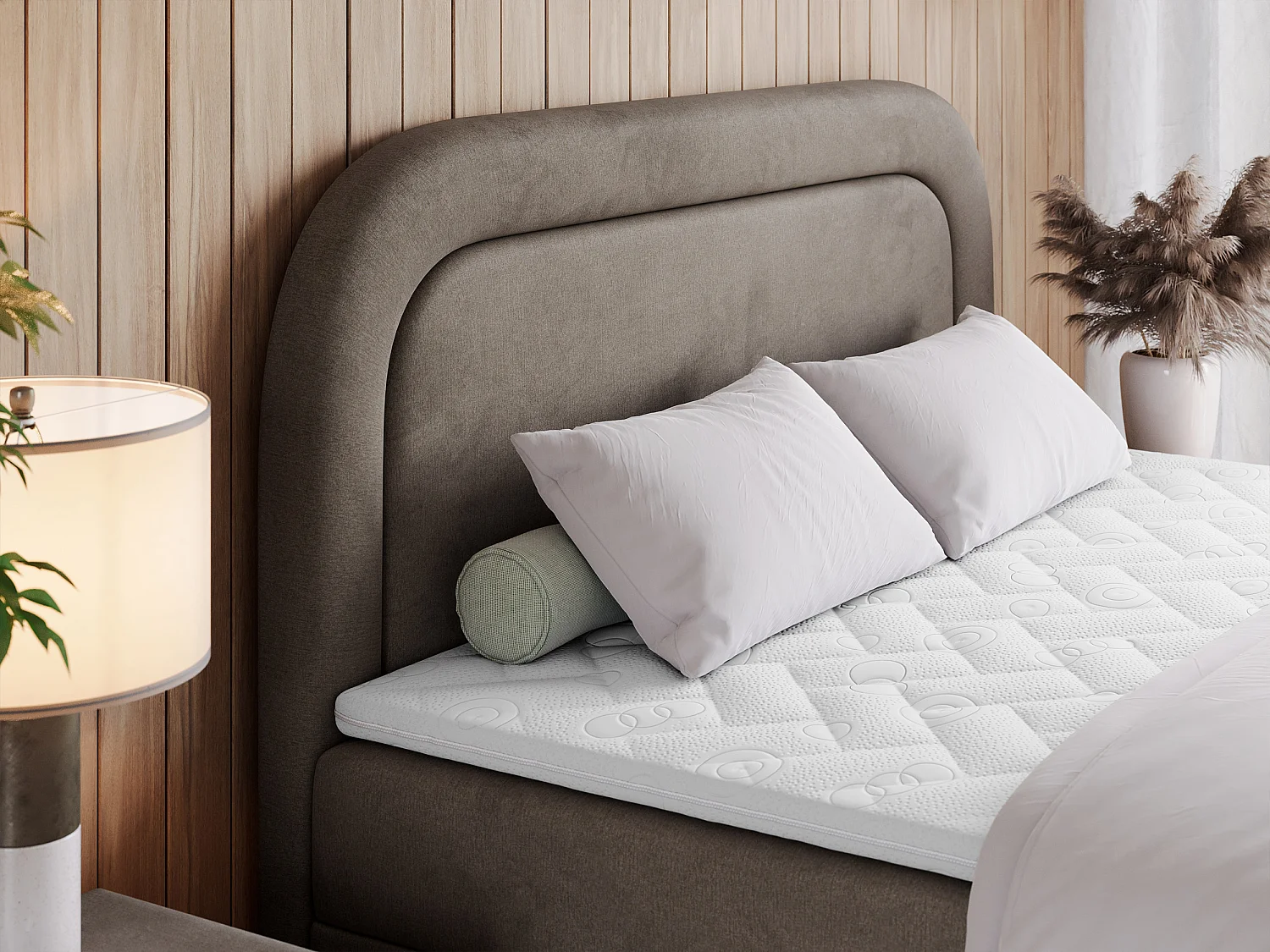 Boxspringbett EIRA - Polsterbett mit Stauraum, Set mit Kopfteil und Multipocket-Matratze, Metallbeine - 120x200 cm - H4 - Braun Velvet