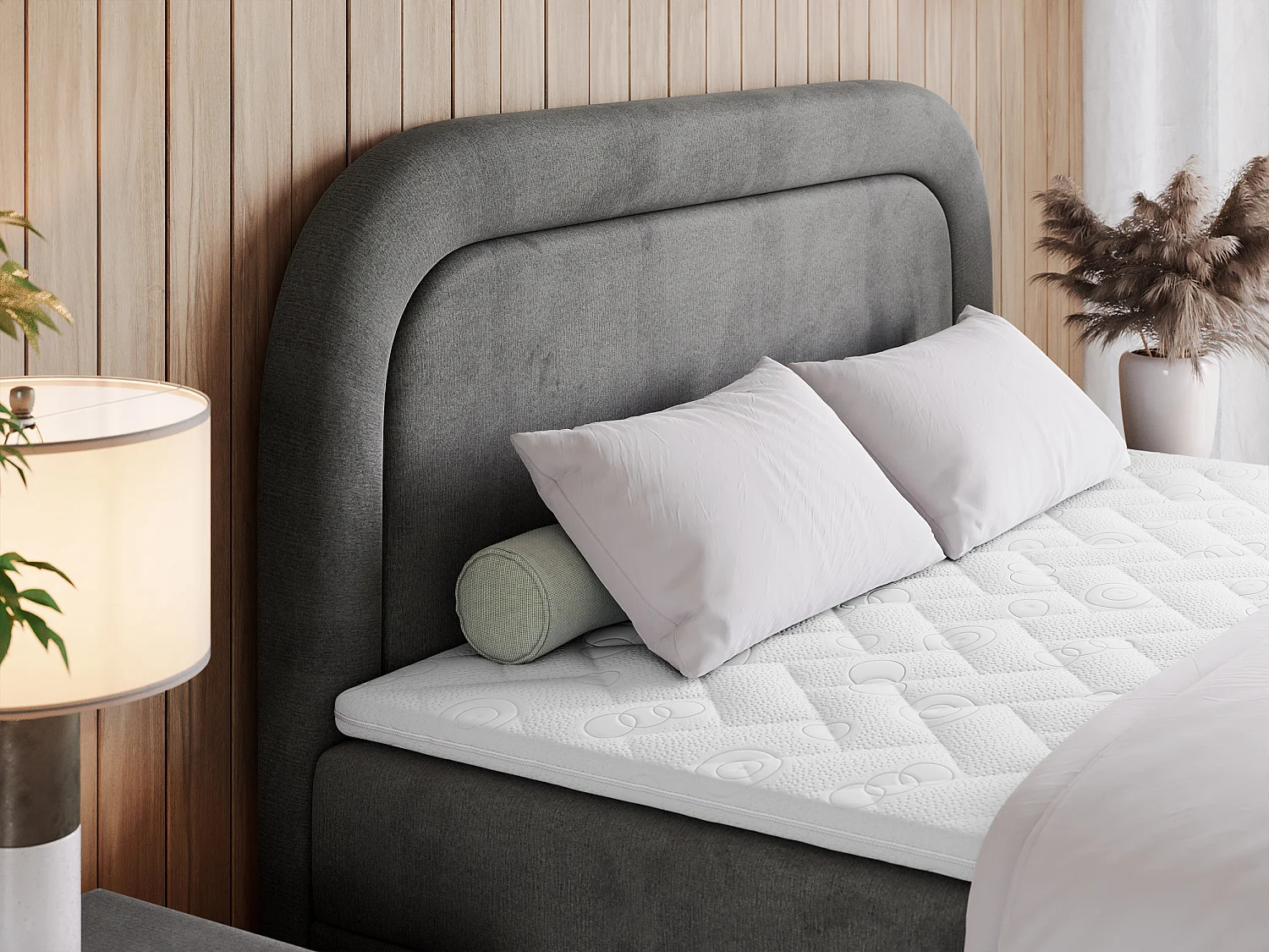 Boxspringbett EIRA - Polsterbett mit Stauraum, Set mit Kopfteil und Multipocket-Matratze, Metallbeine - 120x200 cm - H4 - Dunkelgrau Velvet