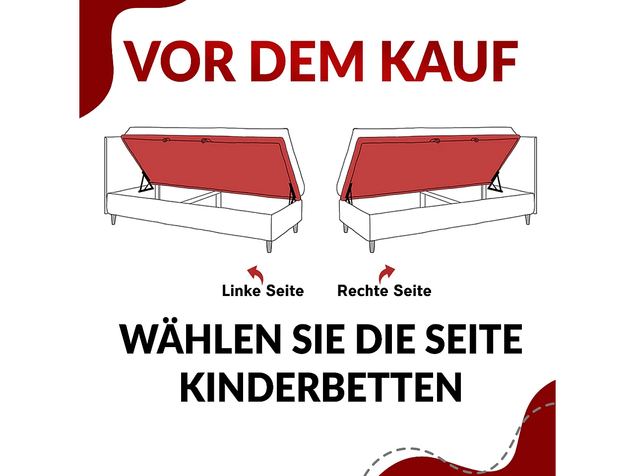 Kinderbett JUNIOR GOLD 3 - Einzelbett mit Matratze, LED-Beleuchtung, Bettkasten - 90x200 cm - Rechts Seite
