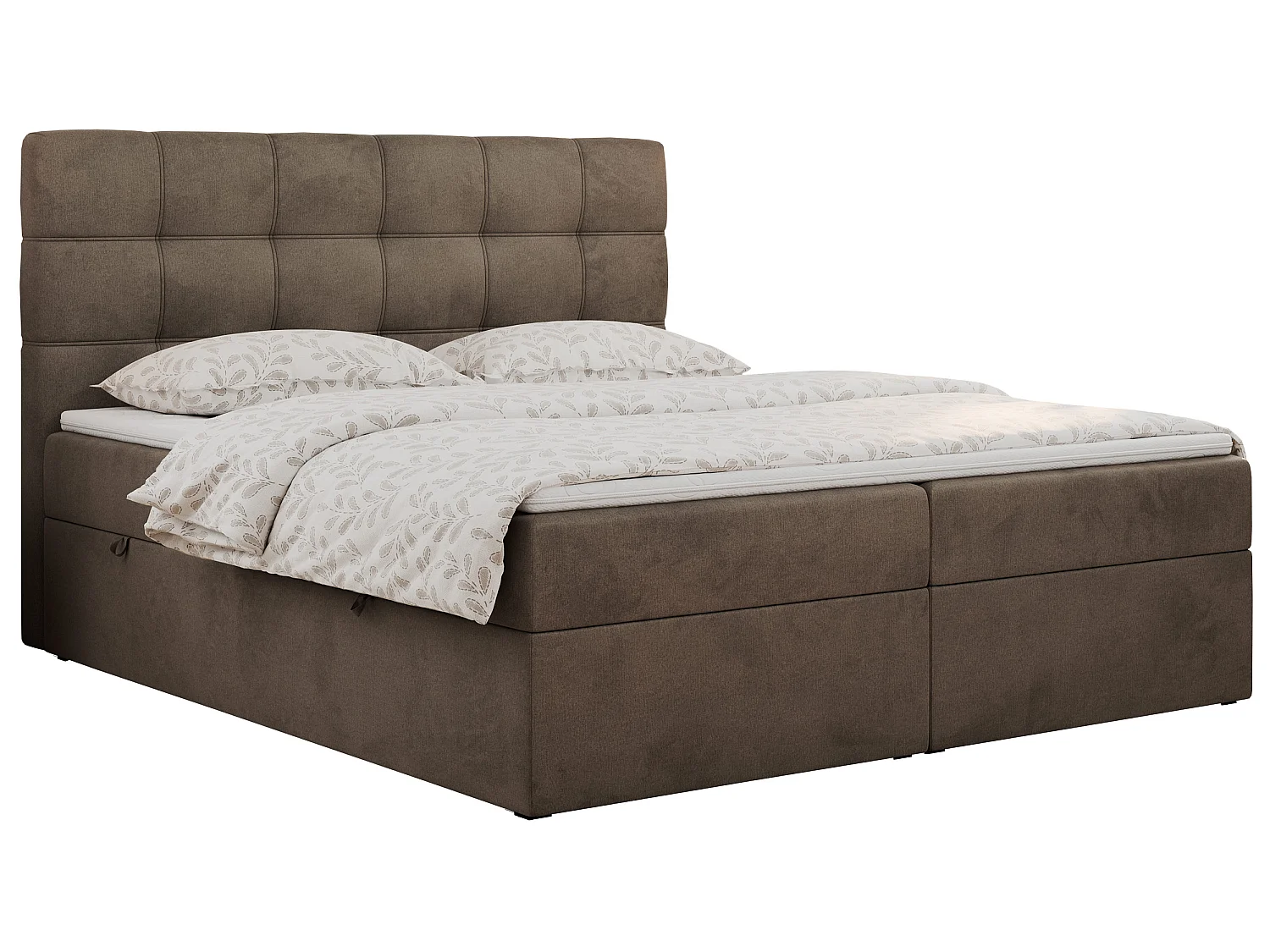 Lit boxspring - Dureté H3 + Topper T25 - Marron Velours - 160x200 - ERNI