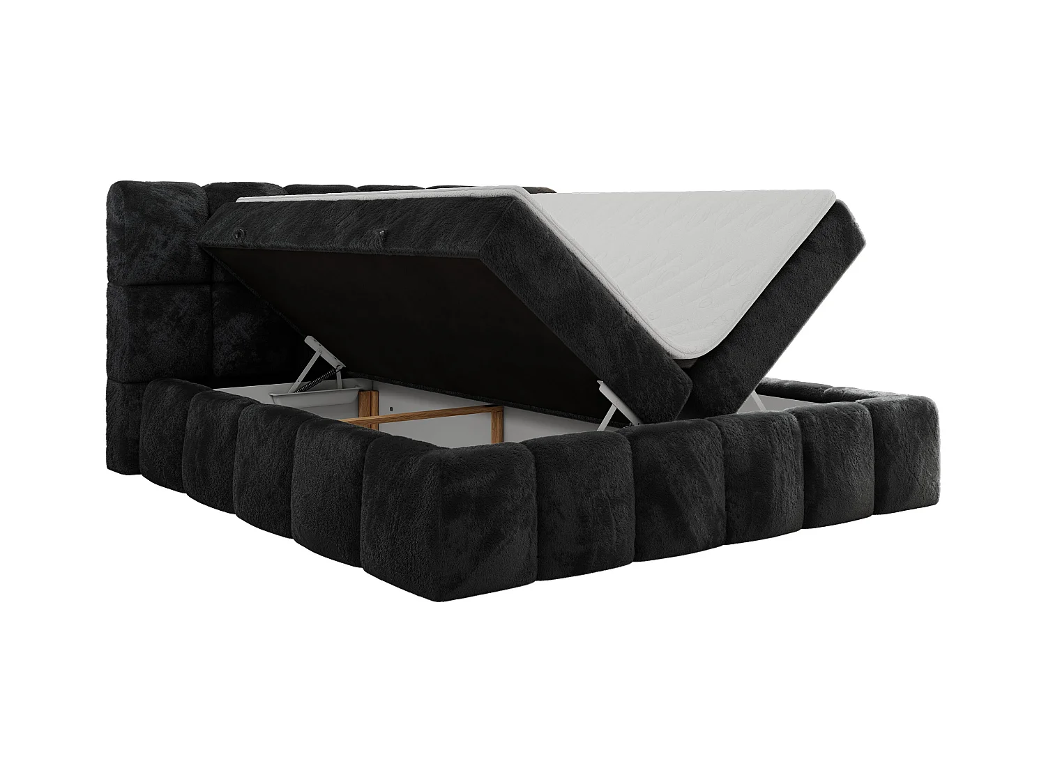 Boxspringbett NIRA - dekorativ kopfteil, Bettkästen und Multipocket-Matratze, Doppelbett für Schlafzimmer - 120x200 cm - H3 - Dunkelgrau Plüsch