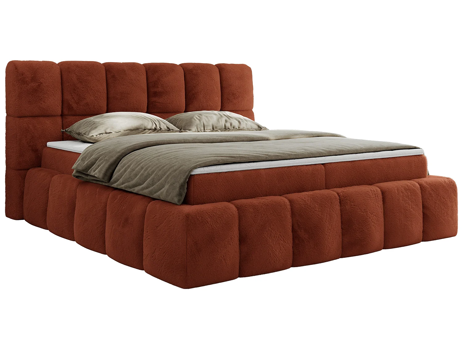 Lit boxspring - Dureté H4 + Topper T25 - Orange Peluche - 140x200 - NIRA