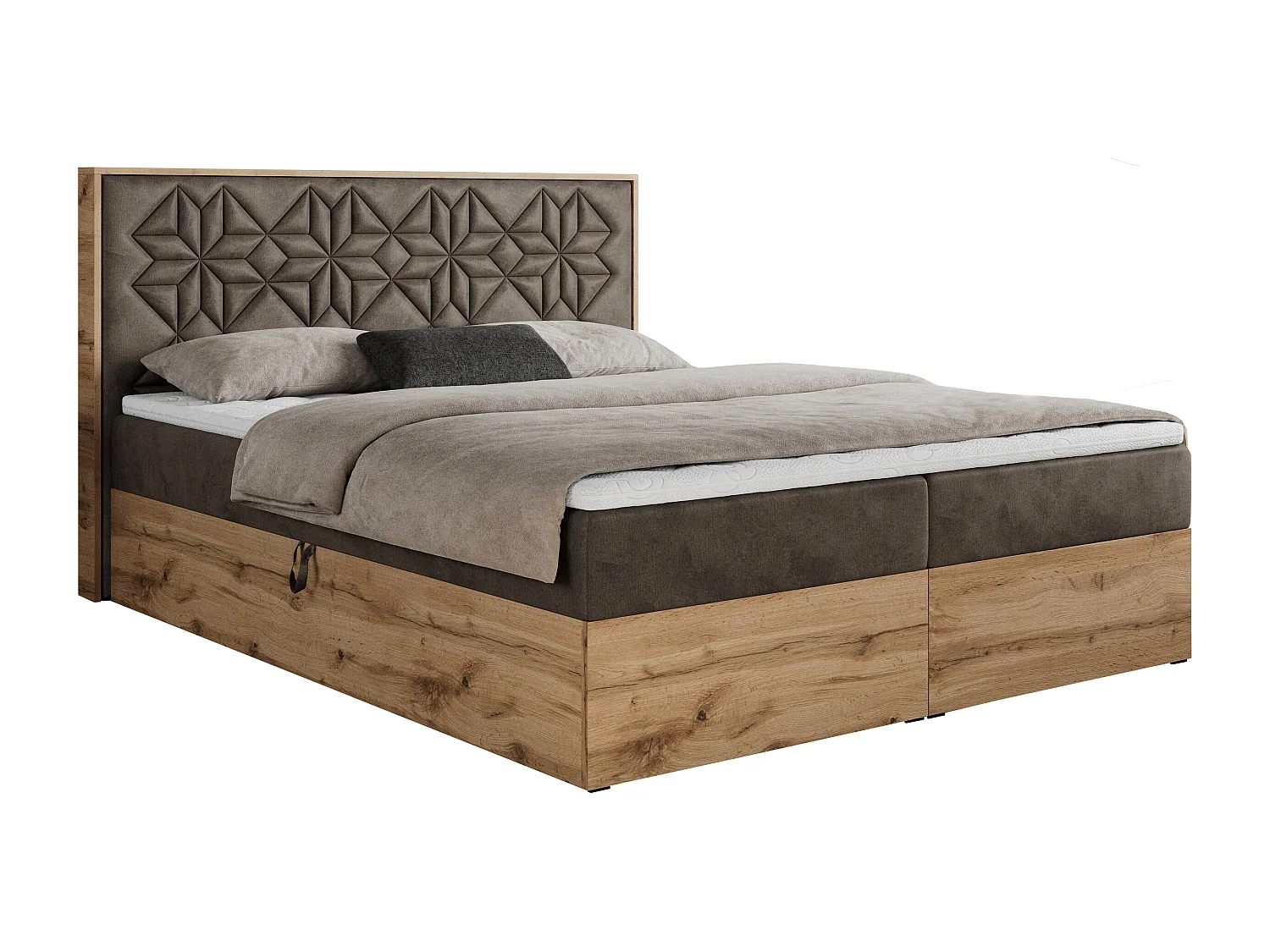 Boxspringbett NESSI - mit hoher Kopfstütze, Multipocket-Matratze und Topper, Doppelbett mit Bettkästen - 180x200 cm - H4 - Braun Velvet