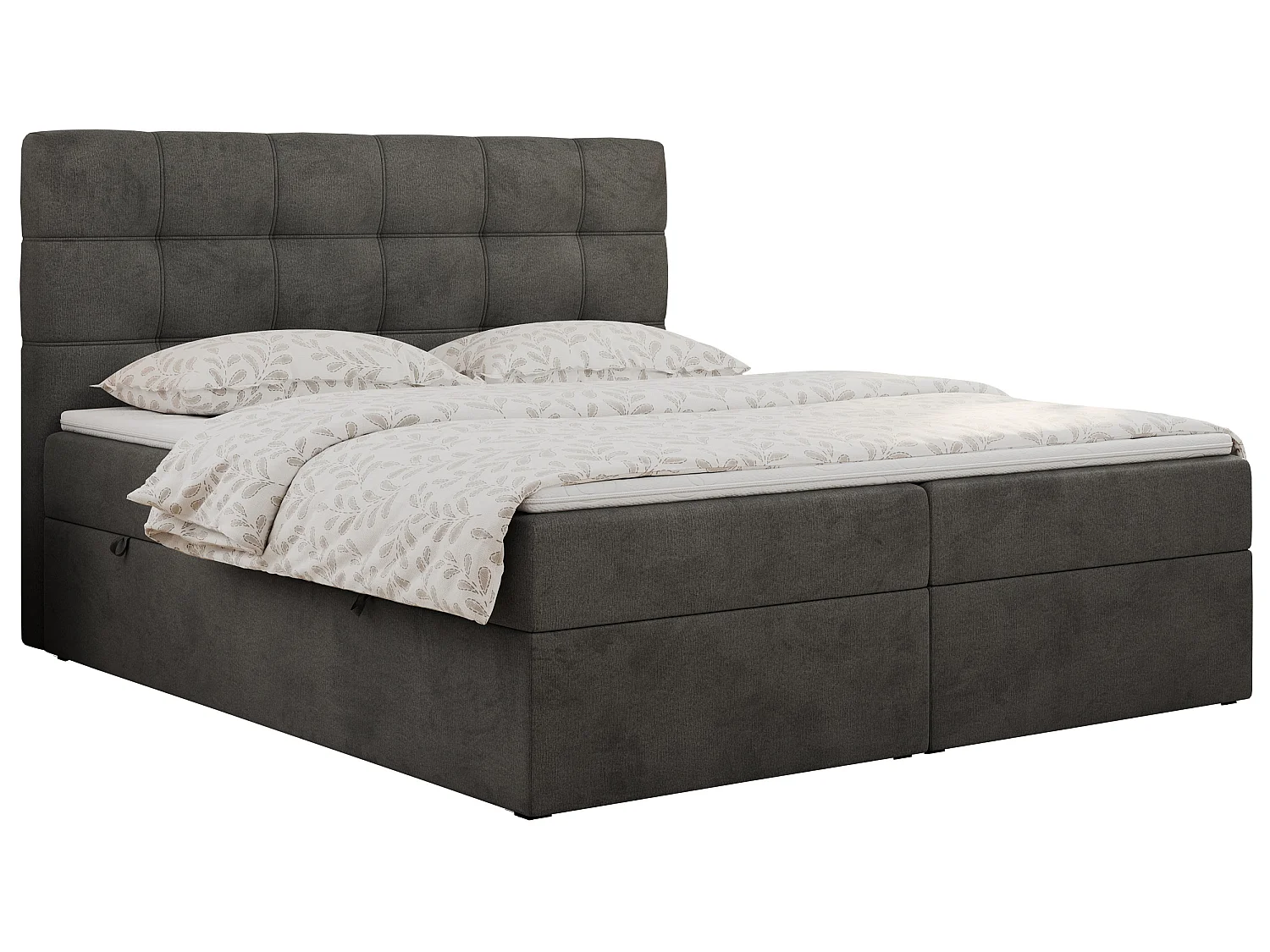 Lit boxspring - Dureté H3 + Topper T25 - Anthracite Velours - 140x200 - ERNI