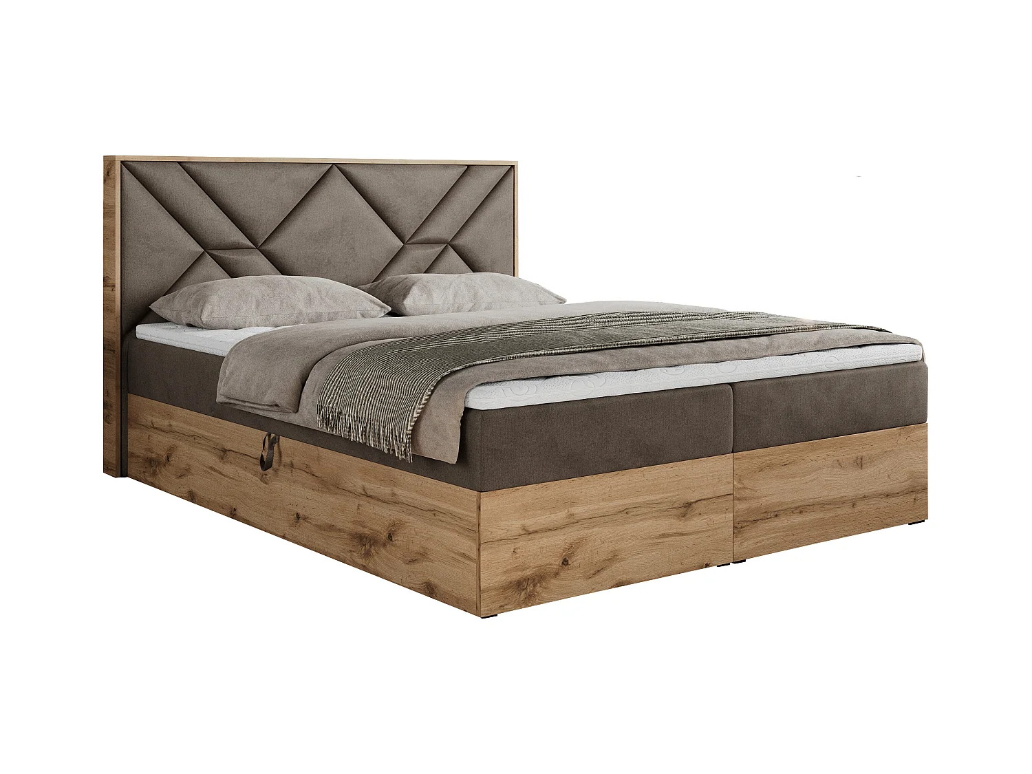 Boxspringbett GUNAR - gepolster kopfteil, Doppelbett mit Multipocket-Matratze, zwei Bettkästen - 180x200 cm - H4 - Braun Velvet
