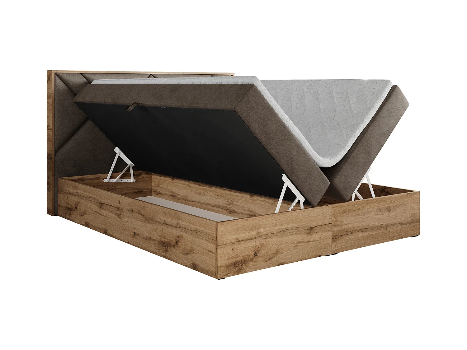 Boxspringbett GUNAR - gepolster kopfteil, Doppelbett mit Multipocket-Matratze, zwei Bettkästen - 180x200 cm - H4 - Braun Velvet