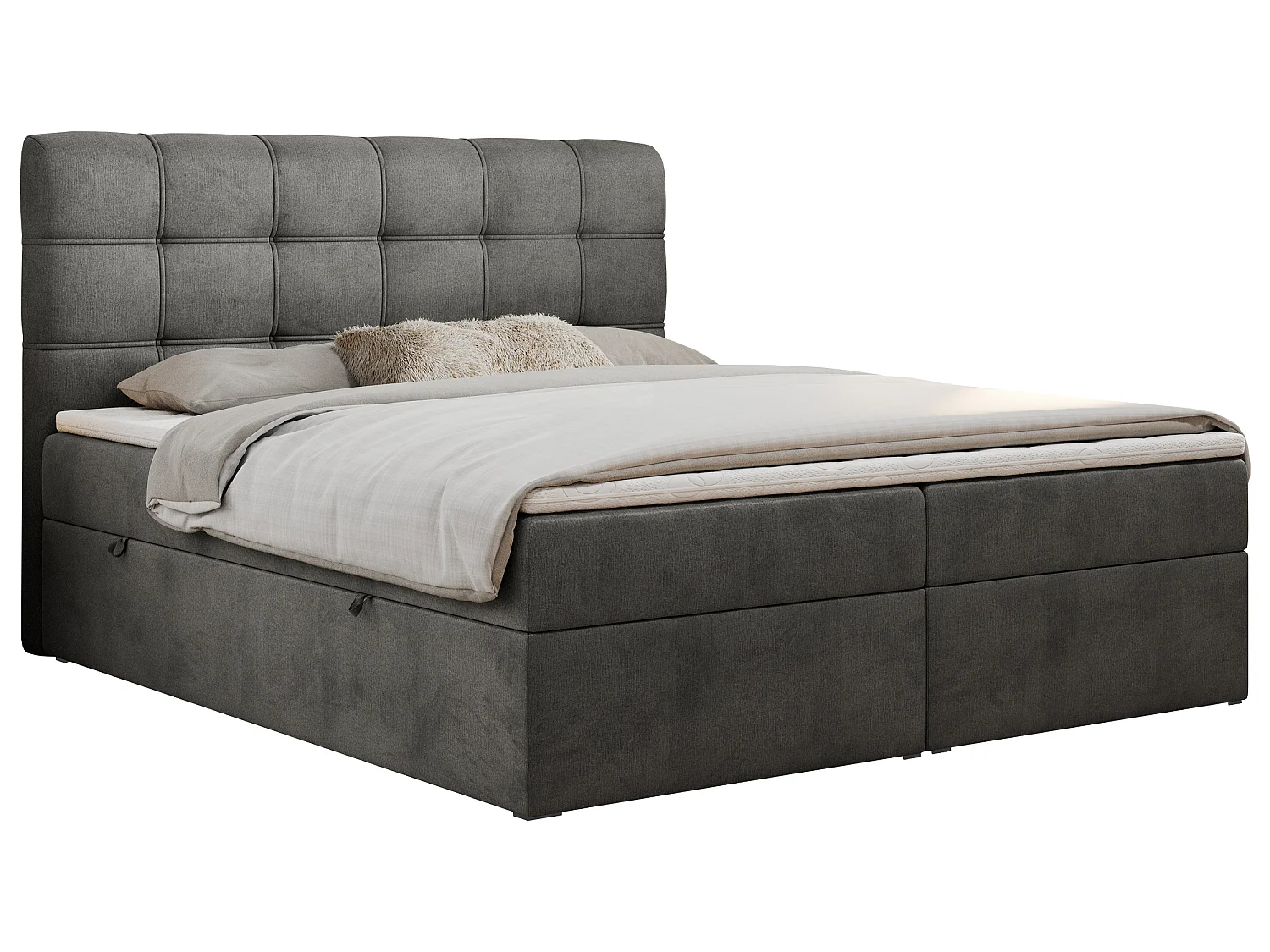 Lit boxspring - Dureté H3 + Topper T25 - Anthracite Velours - 180x200 - FAST