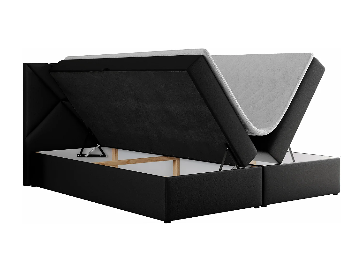 Boxspringbett NEOMI - dekorativem Kopfteil, Polsterbett mit Multipocket-Matratzen, zwei Bettkästen - 120x200 cm - H4 - Hellgrau Strukture