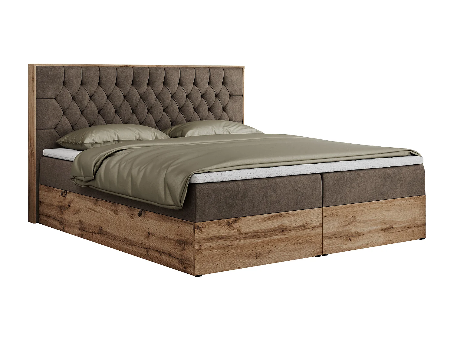 Boxspringbett AMORE - Bett mit Multipocket-Matratze, gesteppte Kopfstütze, Doppelbett für Schlafzimmer - 140x200 cm - H4 - Braun Velvet