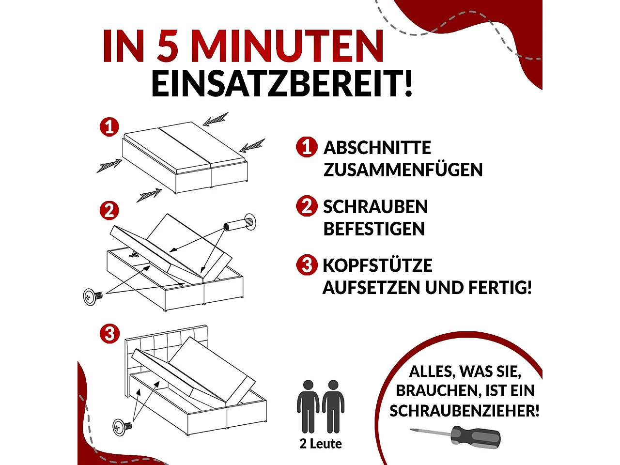 Boxspringbett LEILA - gestepptes Kopfteil,  7 Härtezonen Multipocket-Matratzen, Doppelbett mit Bettkästen - 140x200 cm - H4 - Beige Strukture