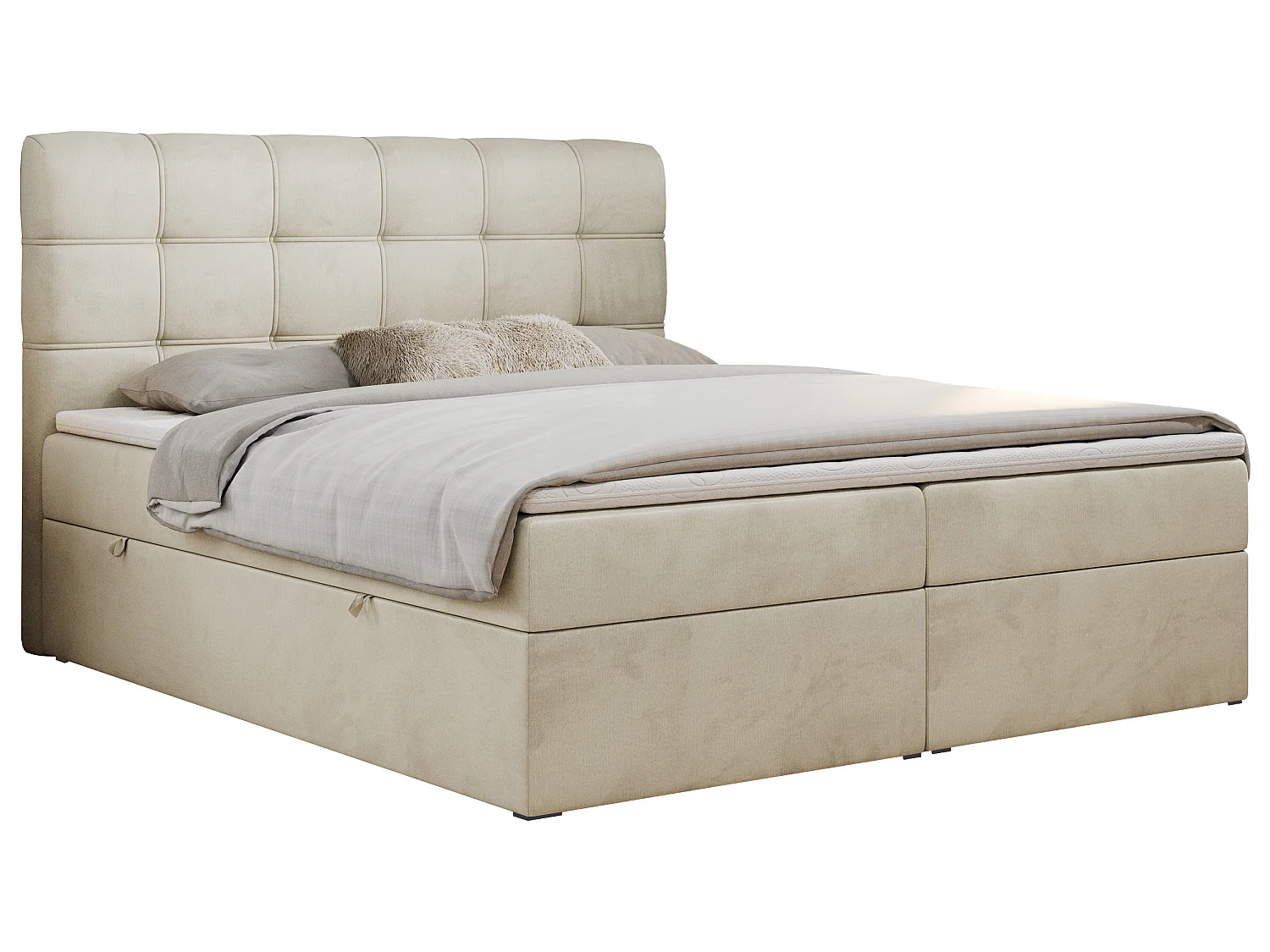 Lit boxspring - Dureté H3 + Topper T25 - Beige Velours - 180x200 - FAST