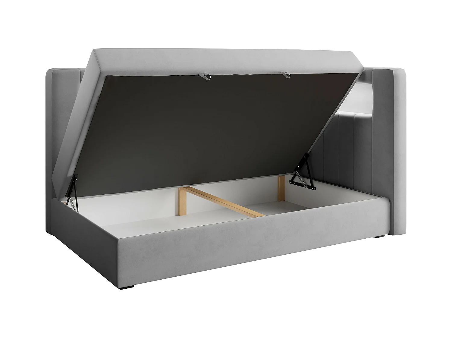 Kinderbett JUNIOR GOLD 3 - Einzelbett mit Matratze, LED-Beleuchtung, Bettkasten - 90x200 cm - Rechts Seite