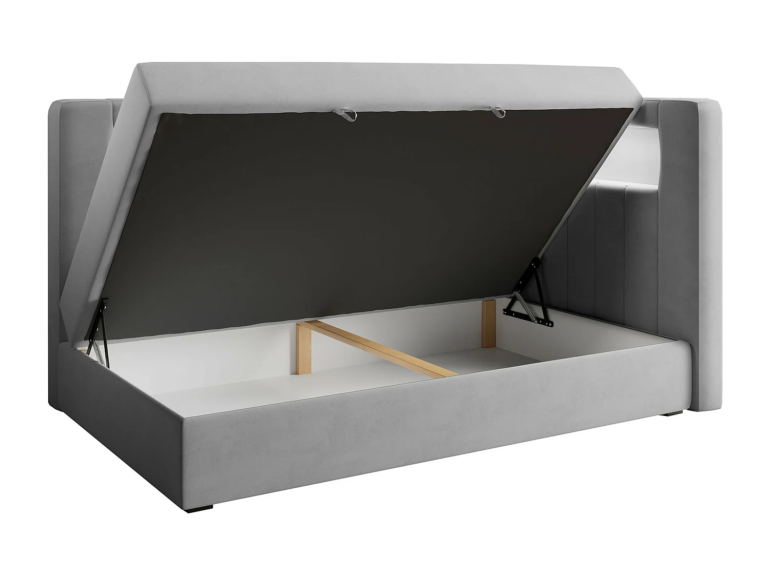 Kinderbett JUNIOR GOLD 3 - Einzelbett mit Matratze, LED-Beleuchtung, Bettkasten - 90x200 cm - Rechts Seite