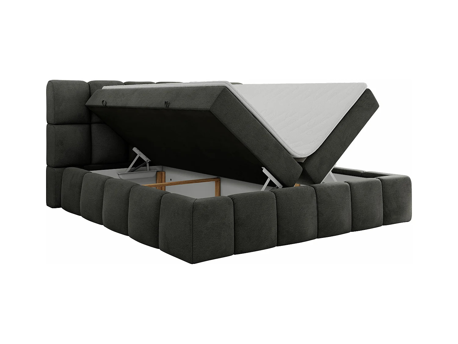 Boxspringbett NIRA - dekorativ kopfteil, Bettkästen und Multipocket-Matratze, Doppelbett für Schlafzimmer - 160x200 cm - H3 - Dunkelgrau Velvet