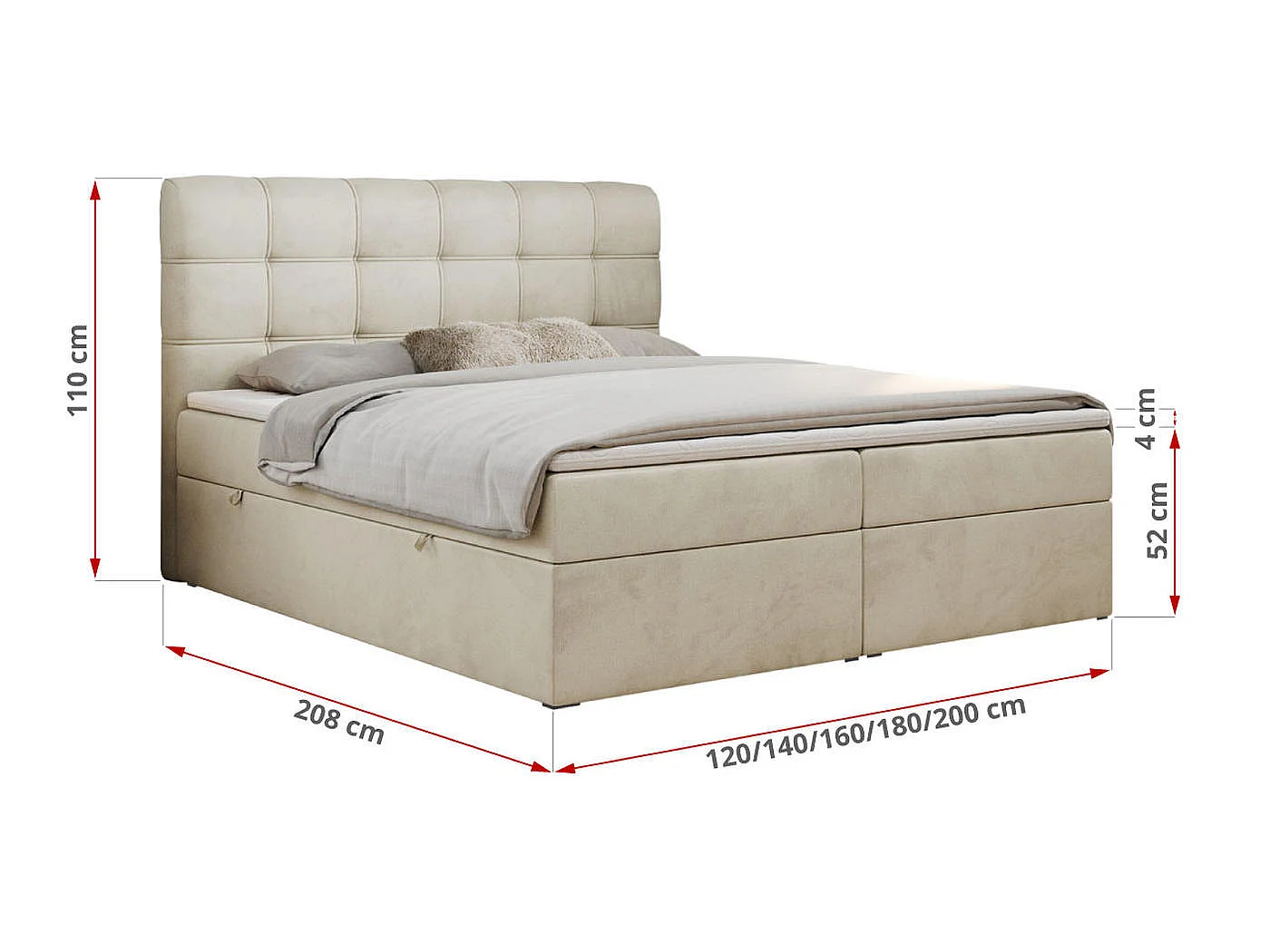 Lit boxspring - Dureté H3 + Topper T25 - Beige Velours - 160x200 - FAST