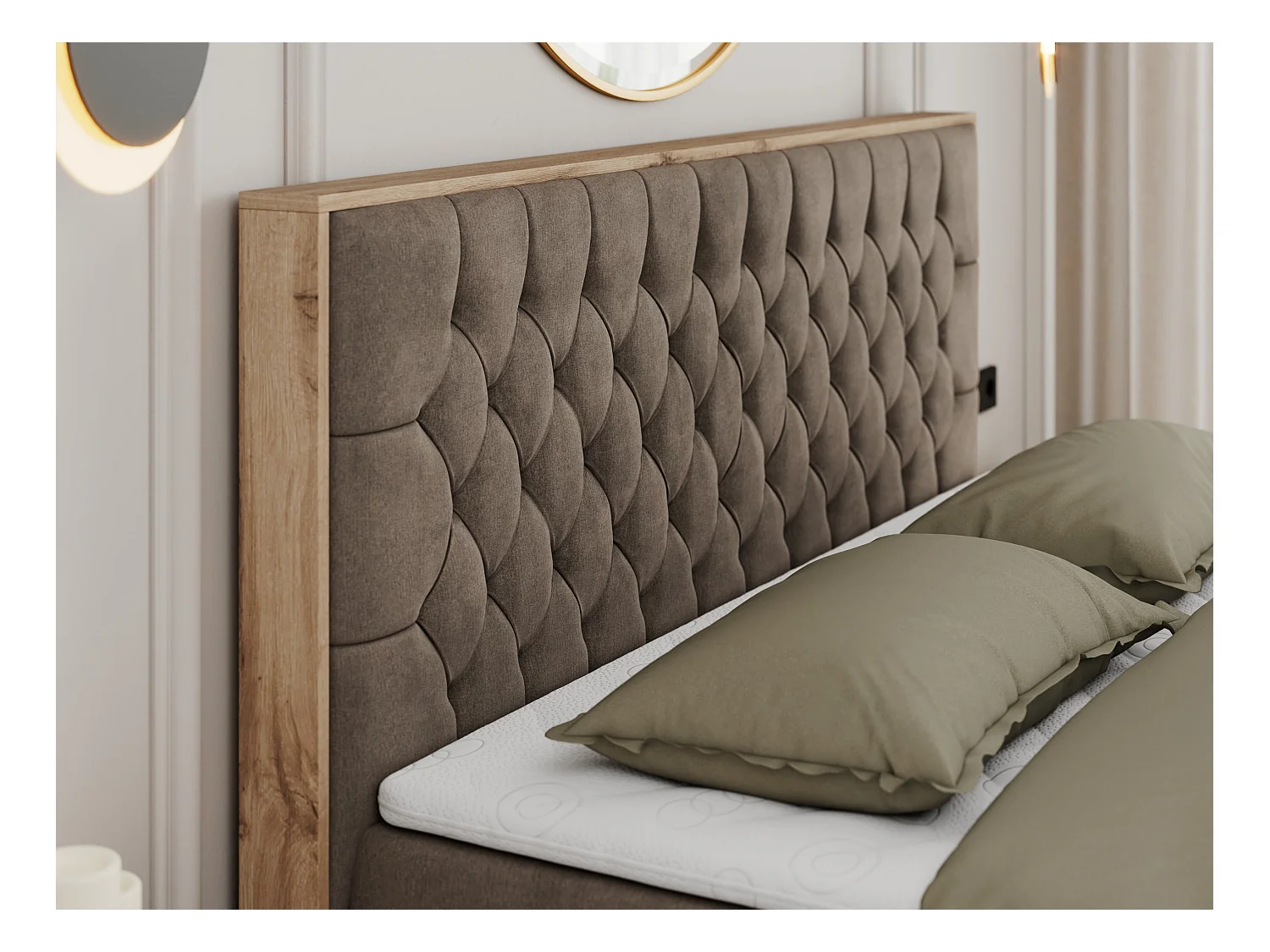 Boxspringbett AMORE - Bett mit Multipocket-Matratze, gesteppte Kopfstütze, Doppelbett für Schlafzimmer - 140x200 cm - H3 - Braun Velvet