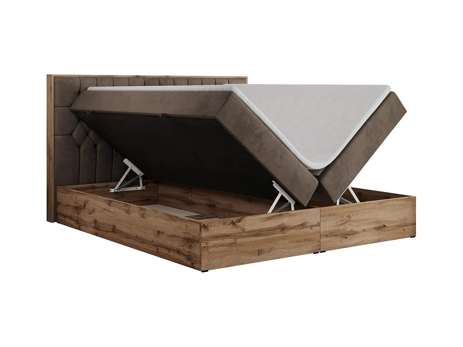 Boxspringbett AMORE - Bett mit Multipocket-Matratze, gesteppte Kopfstütze, Doppelbett für Schlafzimmer - 140x200 cm - H3 - Braun Velvet