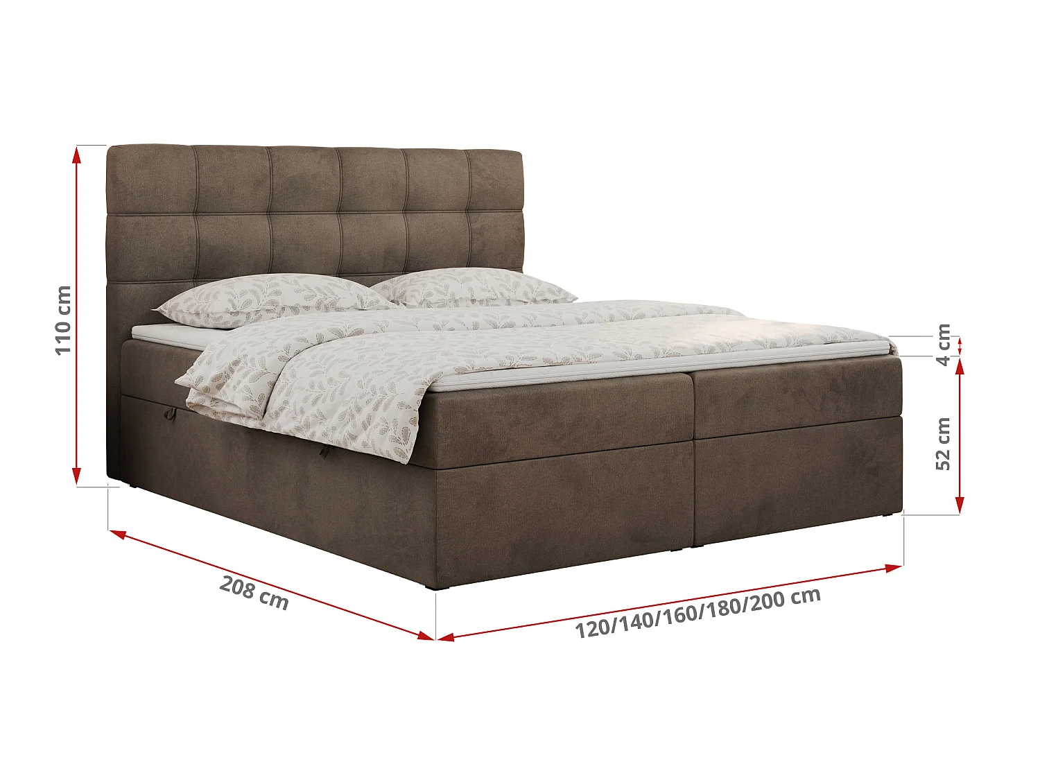 Lit boxspring - Dureté H4 + Topper T25 - Marron Velours - 160x200 - ERNI