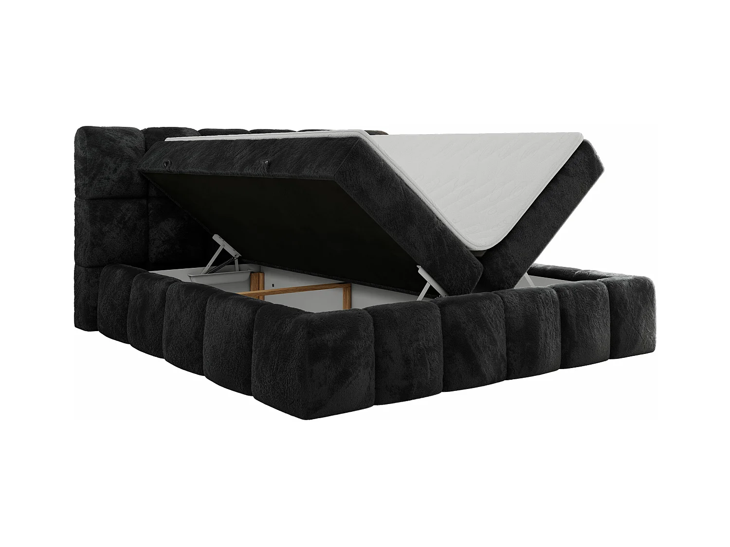 Boxspringbett NIRA - dekorativ kopfteil, Bettkästen und Multipocket-Matratze, Doppelbett für Schlafzimmer - 140x200 cm - H4 - Dunkelgrau Plüsch