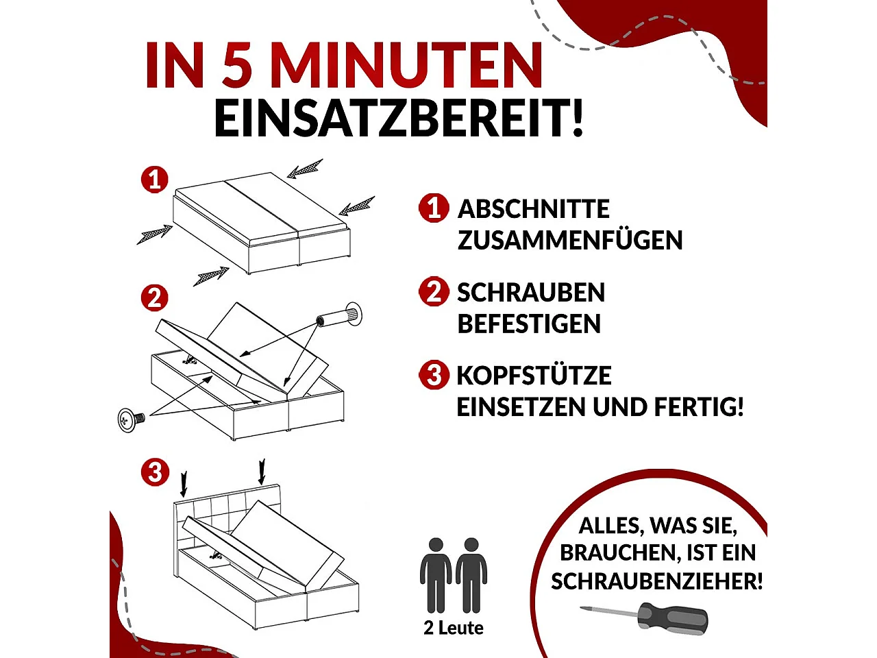 Boxspringbett MIREN KING DUO - für Schlafzimmer mit zwei Multipocket-Matratzen und Topper, gestepptes Kopfteil und Front  - 160x200 cm - H3 - Orange Strukture