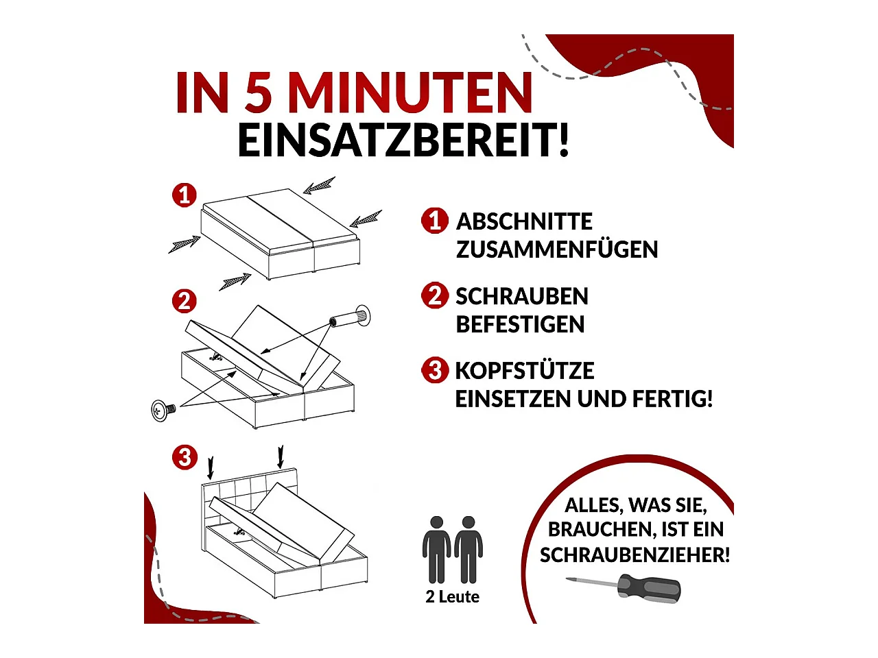 Boxspringbett PERA - gesteppte Kopfstütze, Multipocket-Matratze und Topper, Doppelbett mit Stauraum - 180x200 cm - H4 - Braun Kunstleder