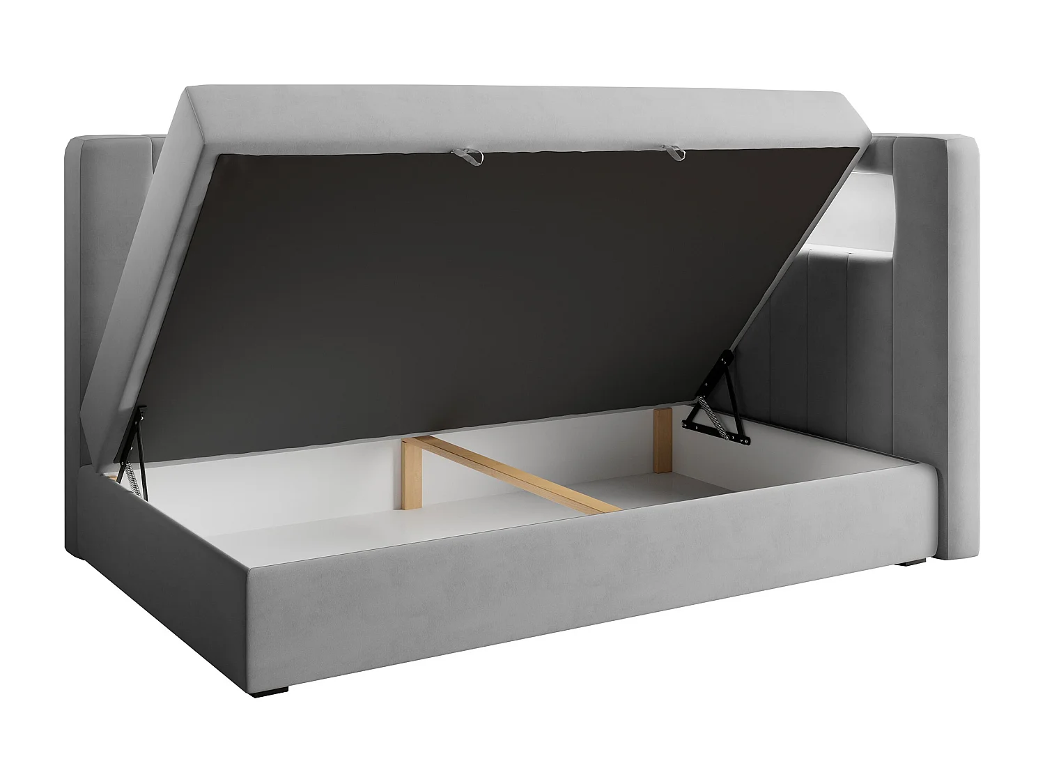 Kinderbett JUNIOR GOLD 3 - Einzelbett mit Matratze, LED-Beleuchtung, Bettkasten - 90x200 cm - Rechts Seite