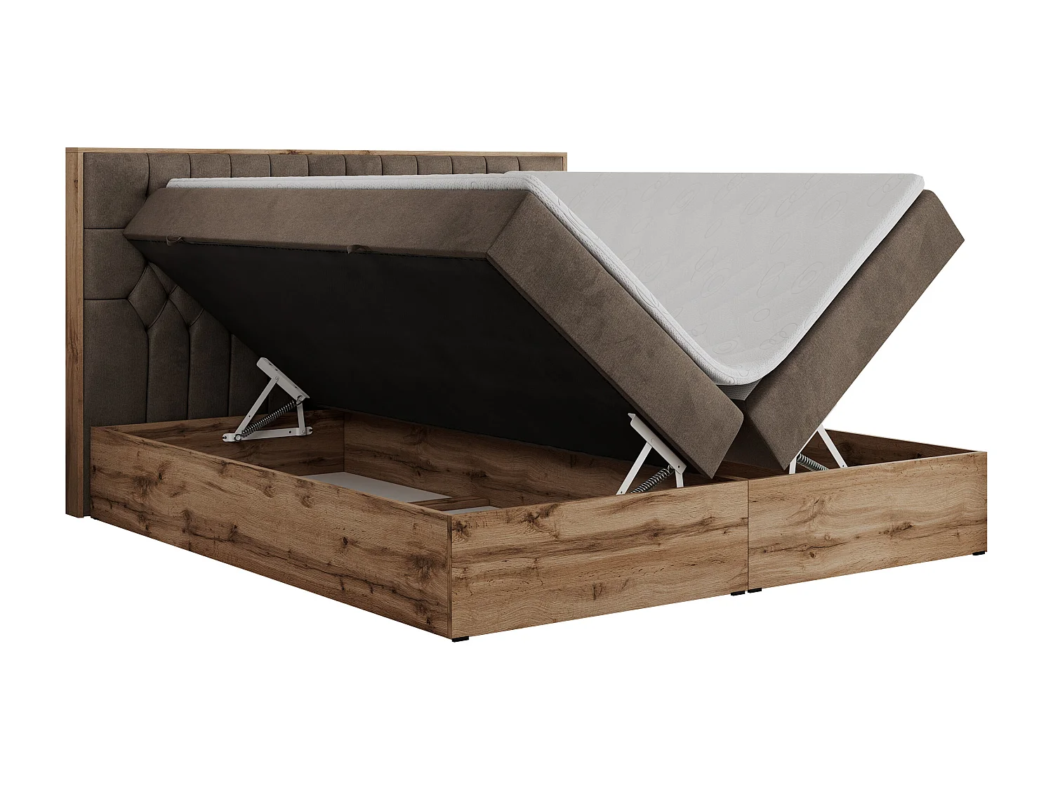 Boxspringbett AMORE - Bett mit Multipocket-Matratze, gesteppte Kopfstütze, Doppelbett für Schlafzimmer - 160x200 cm - H4 - Braun Velvet