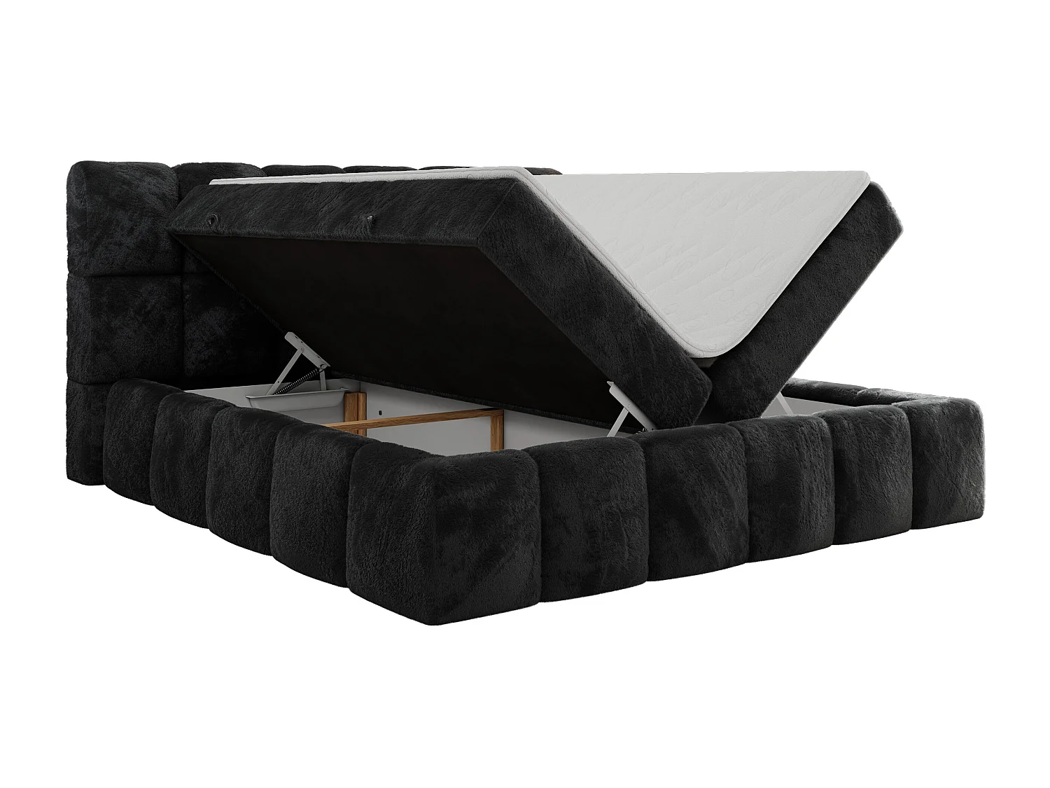 Boxspringbett NIRA - dekorativ kopfteil, Bettkästen und Multipocket-Matratze, Doppelbett für Schlafzimmer - 120x200 cm - H4 - Dunkelgrau Plüsch