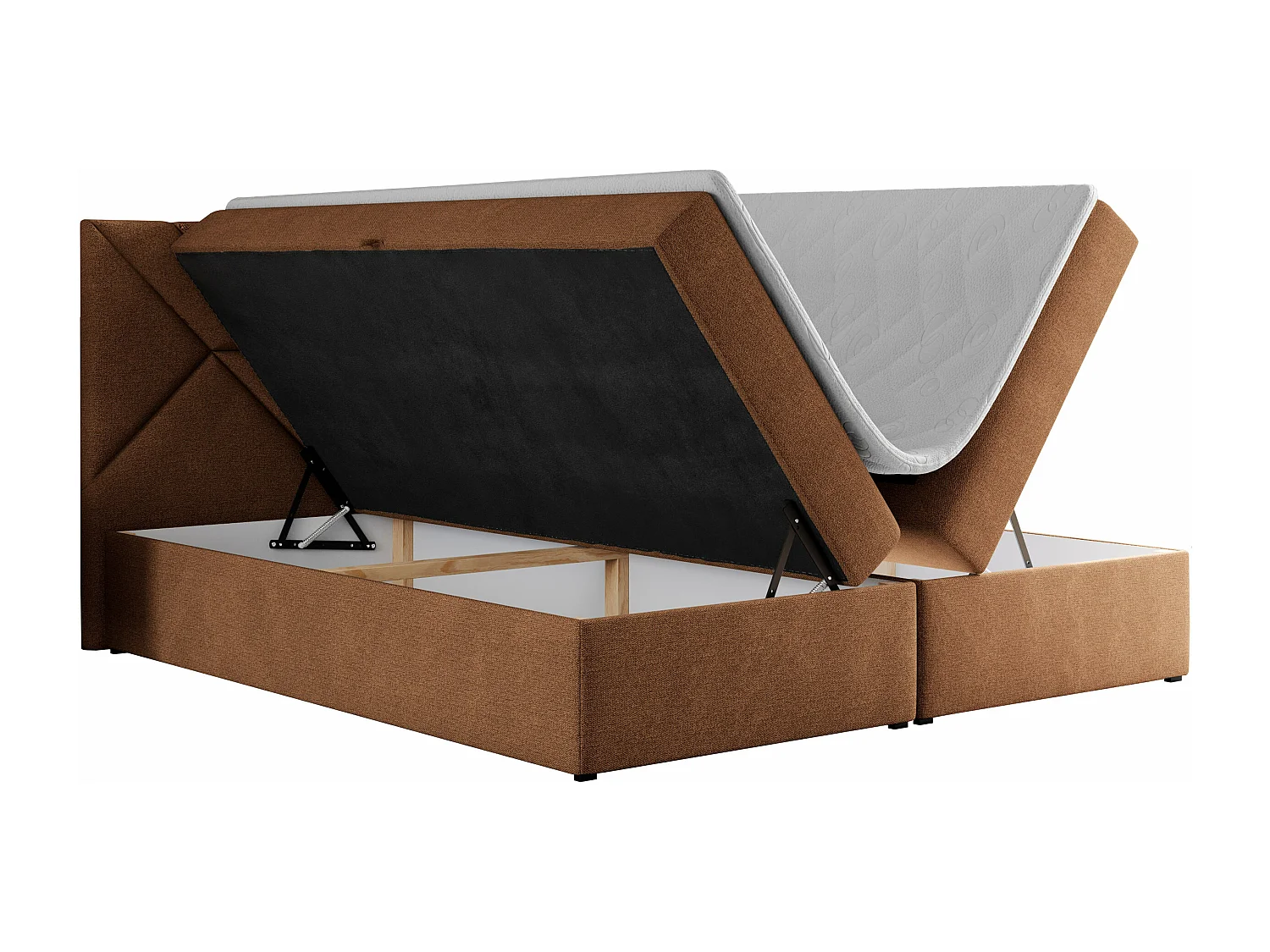 Boxspringbett NEOMI - dekorativem Kopfteil, Polsterbett mit Multipocket-Matratzen, zwei Bettkästen - 200x200 cm - H4 - Hellgrau Strukture