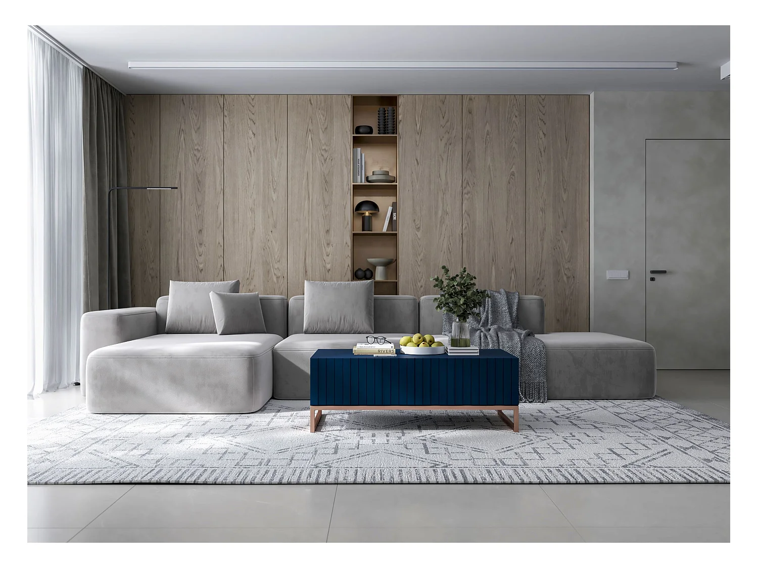 Stolik kawowy TAL 3D 110x54cm granatowy mat/gold