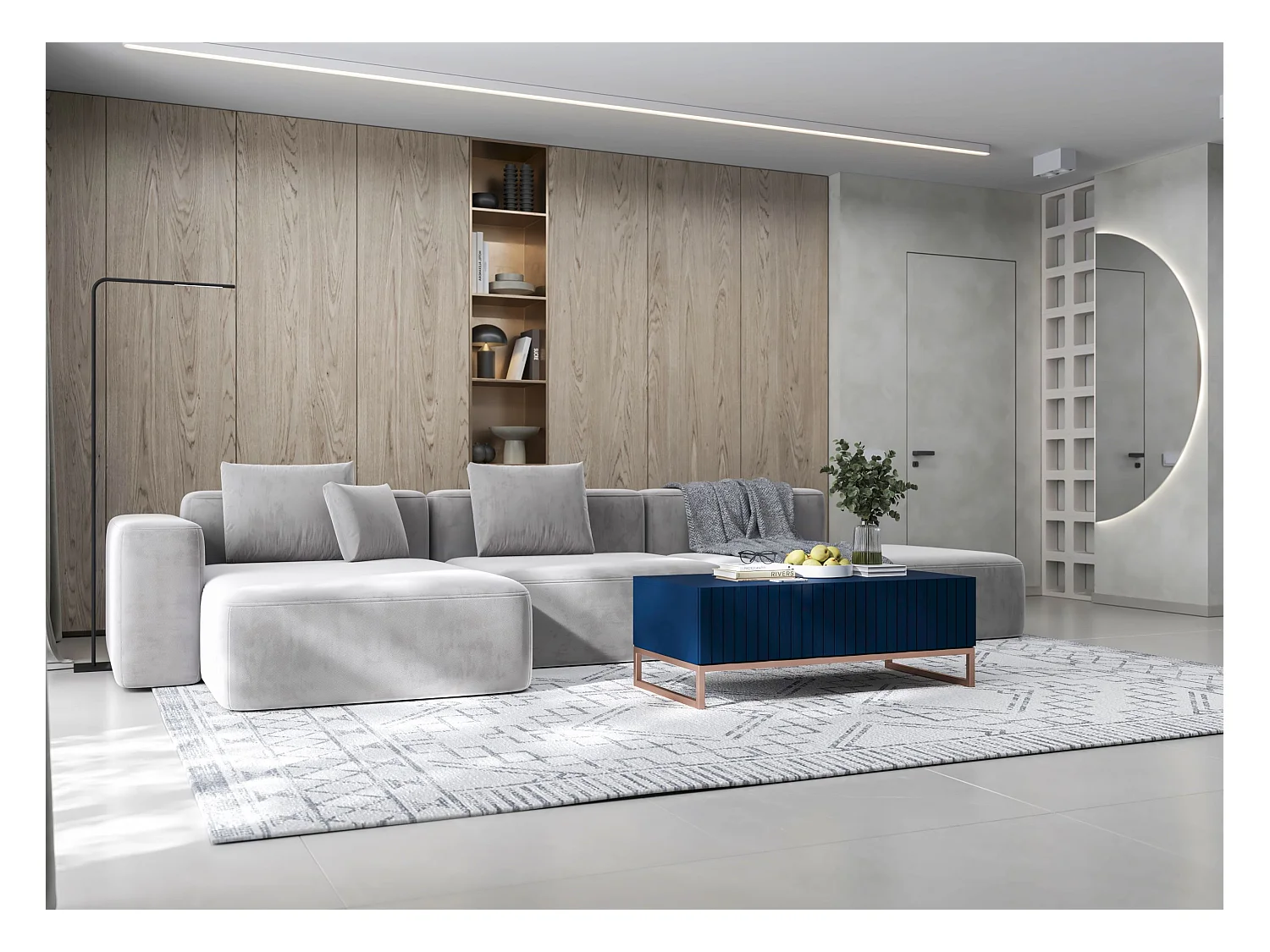 Stolik kawowy TAL 3D 110x54cm granatowy mat/gold