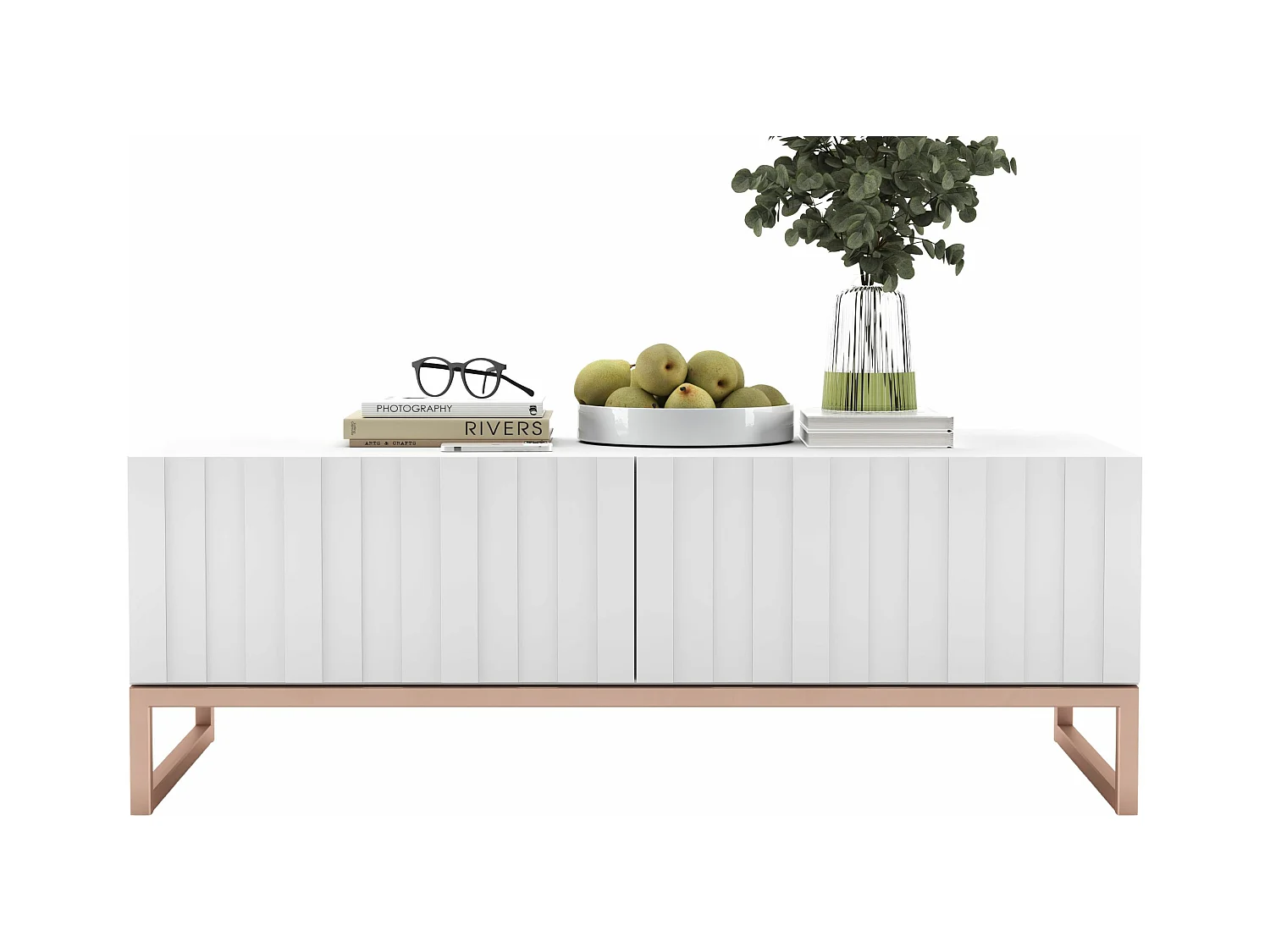 Stolik kawowy TAL 3D 110x54cm biały mat/gold