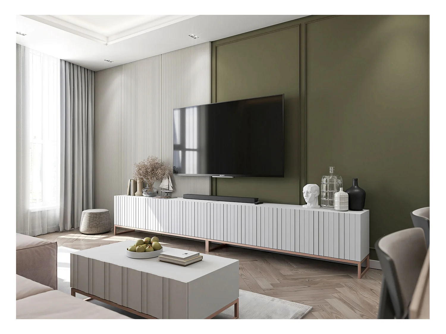 Stolik kawowy TAL 3D 110x54cm biały mat/gold