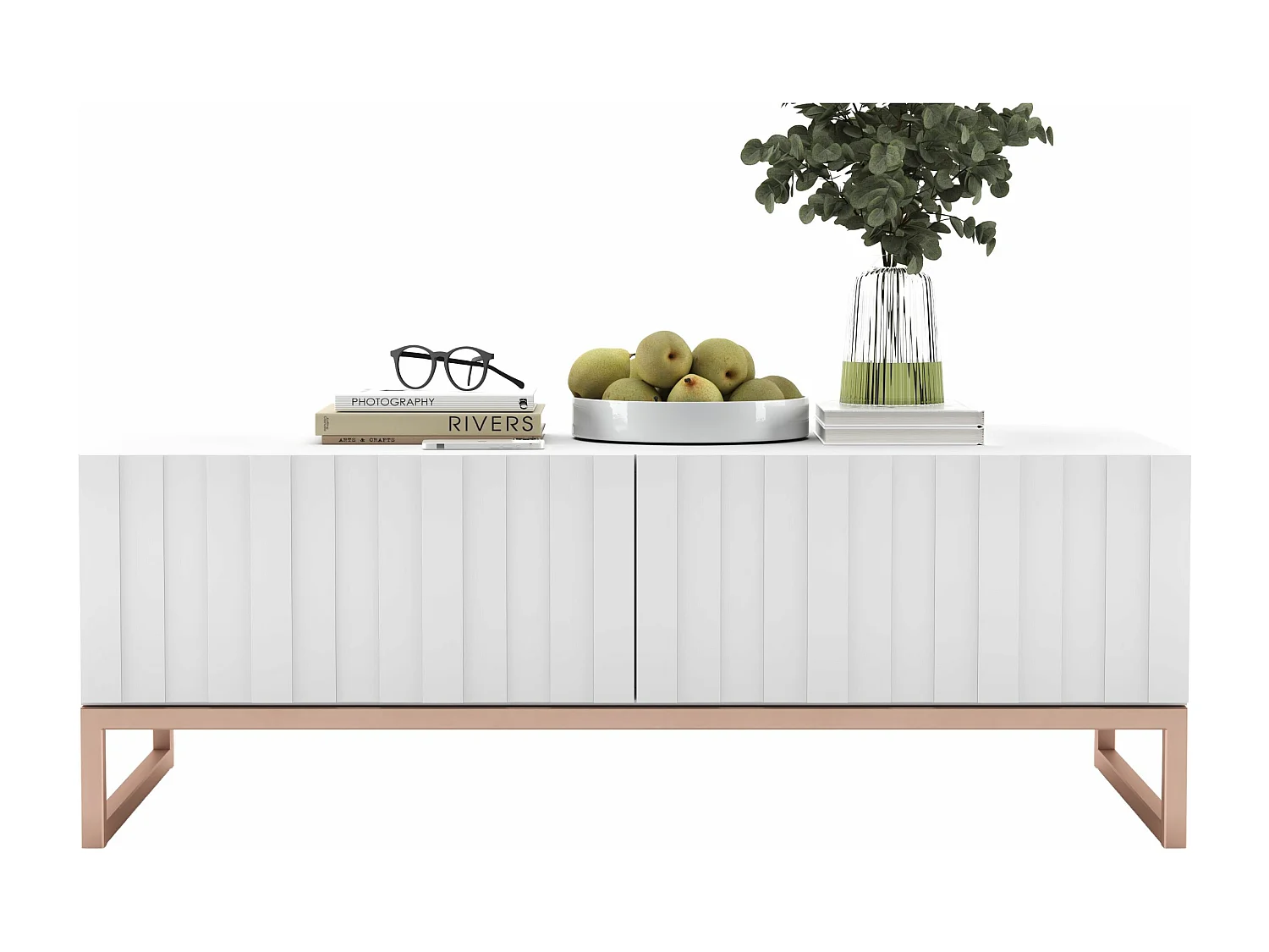 Stolik kawowy TAL 3D 110x54cm biały mat/gold