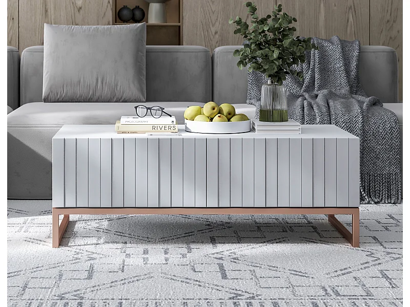 Stolik kawowy TAL 3D 110x54cm biały mat/gold