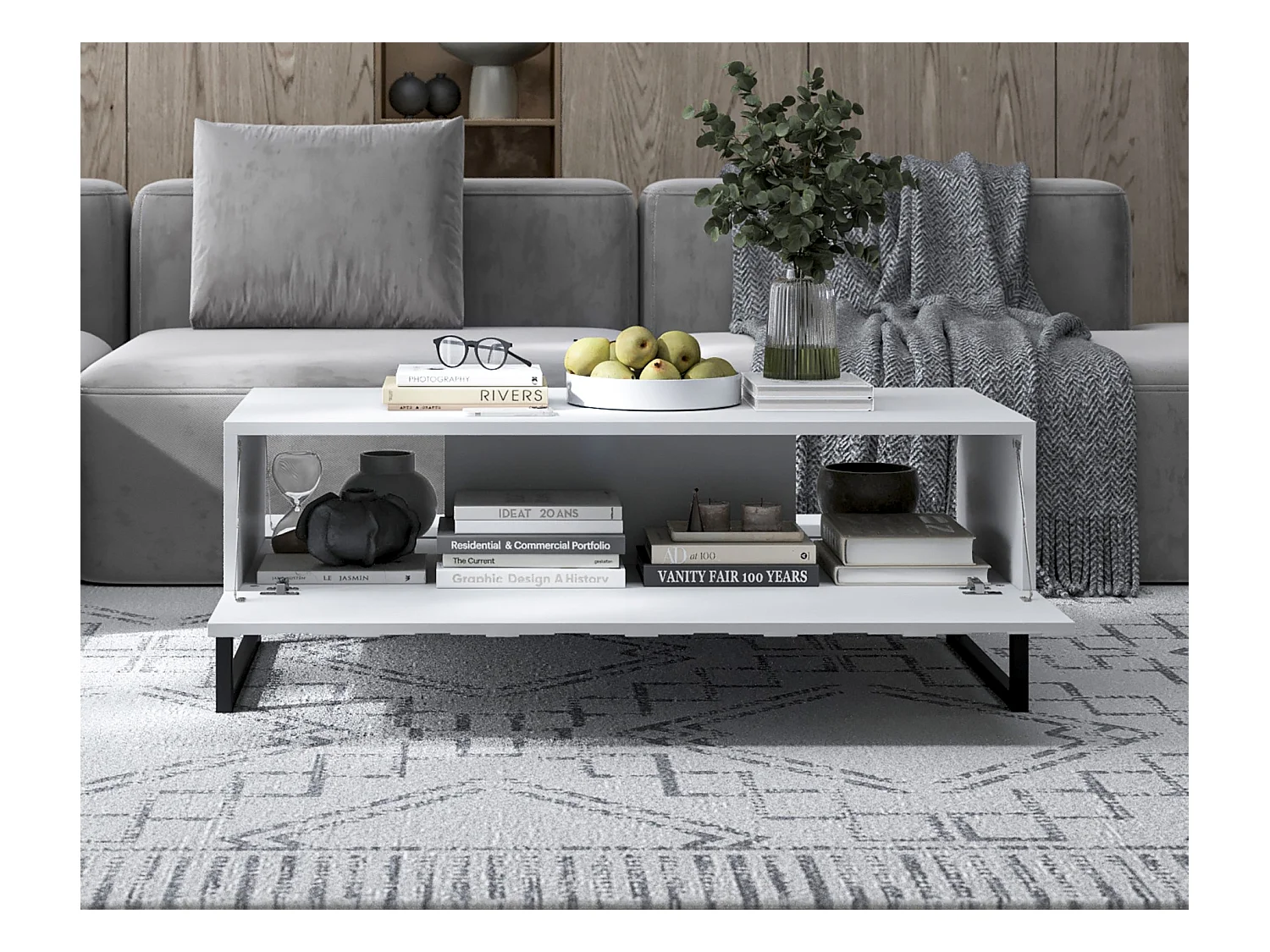 Stolik kawowy TAL 3D 110x54cm biały mat